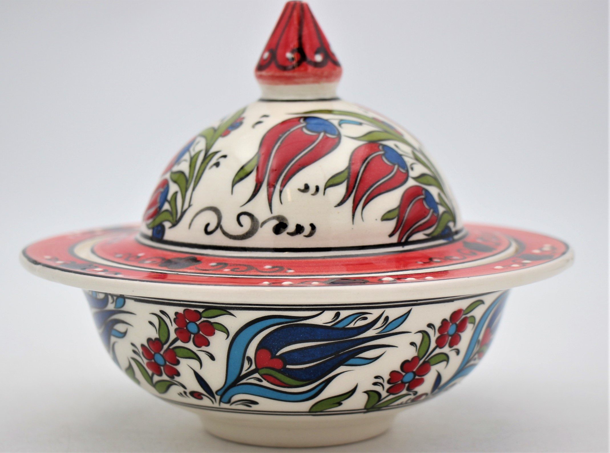 Turkish Ceramic Hand Painted Large Candy Bowl Tulip 2