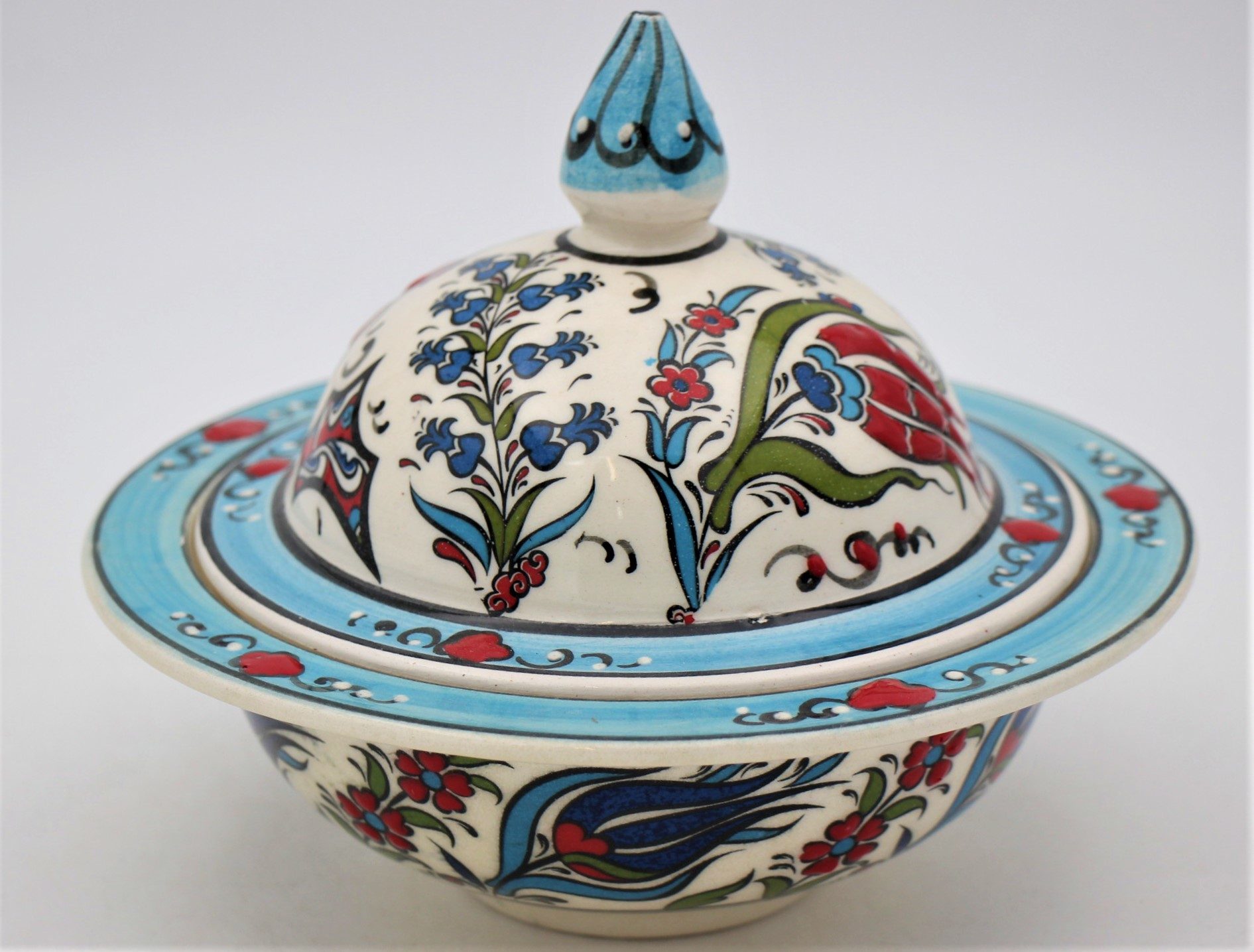 Turkish Ceramic Hand Painted Large Candy Bowl Tulip