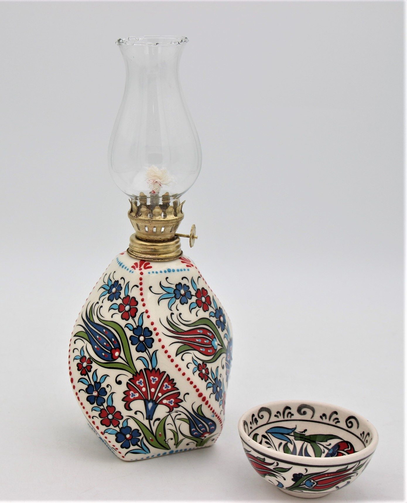 Turkish Ceramic Hand Painted Large Gas Lamp Tulip 1