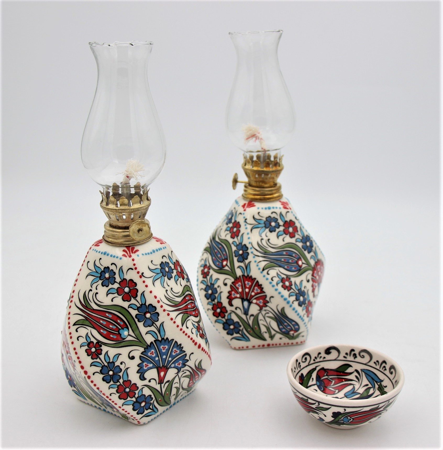 Turkish Ceramic Hand Painted Large Gas Lamp Tulip all