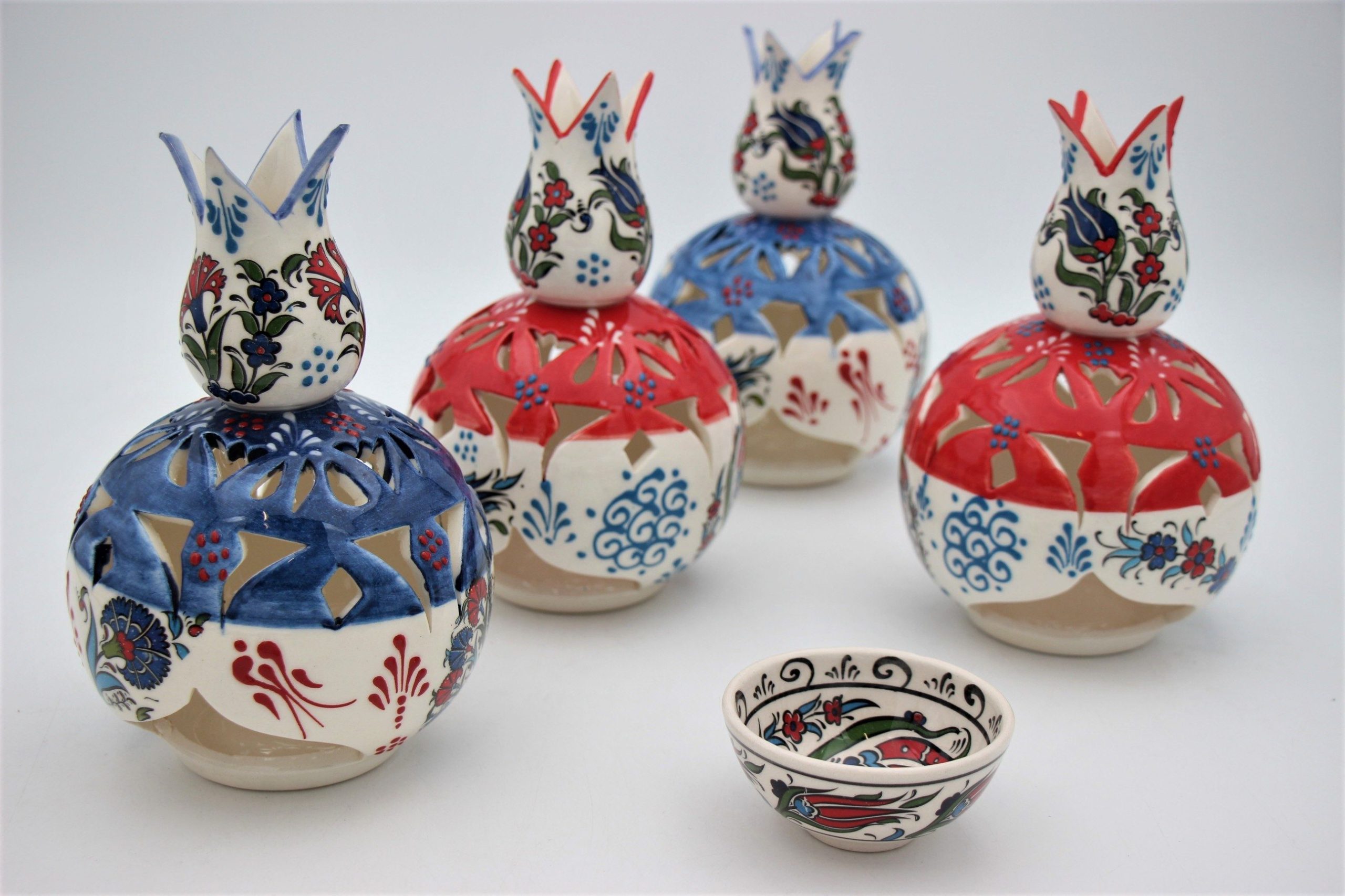 Turkish Ceramic Hand Painted Large Round Tulip Oil Burner Tulip all