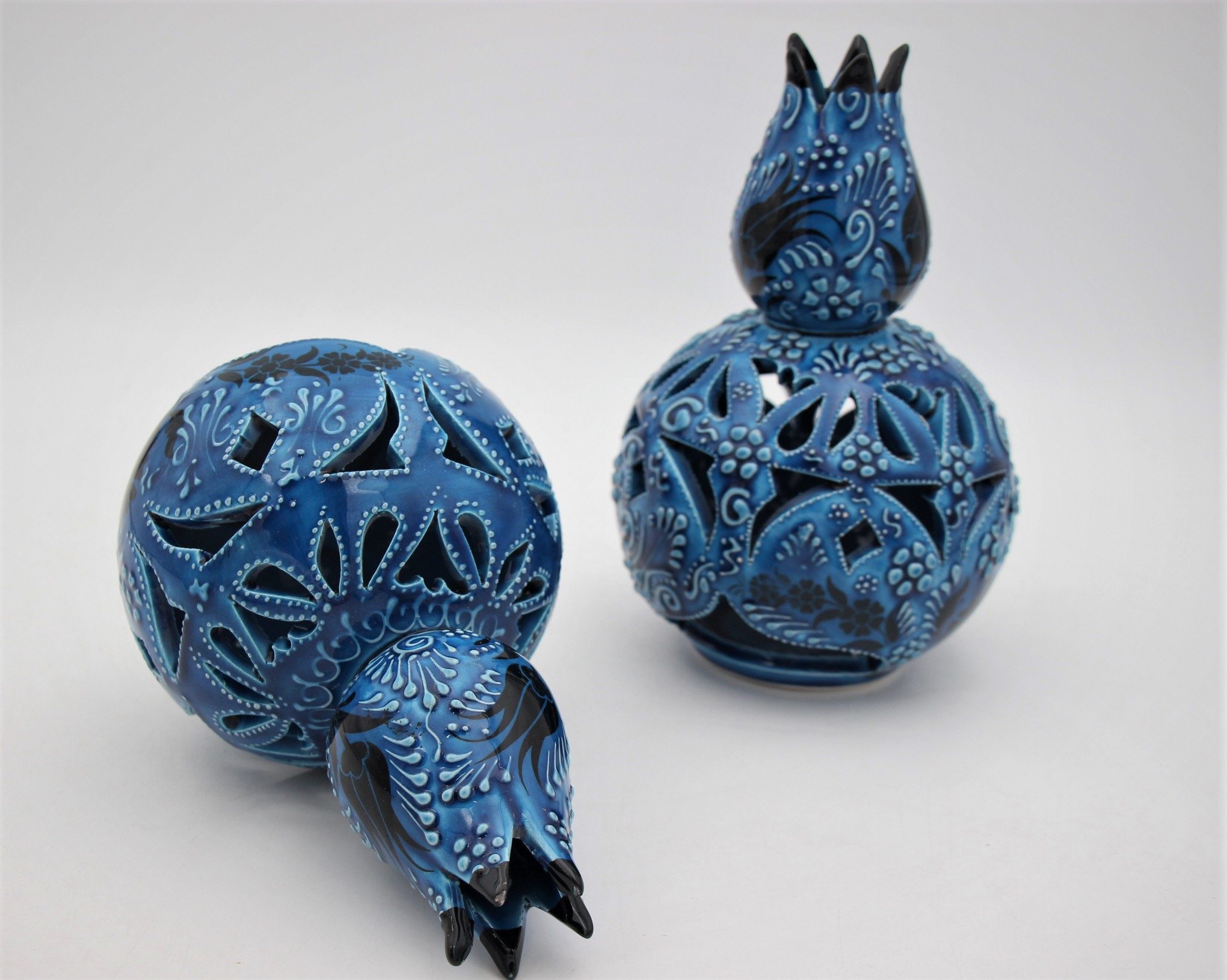 Turkish Ceramic Hand Painted Large Round Tulip Oil Burner Turquoise 5