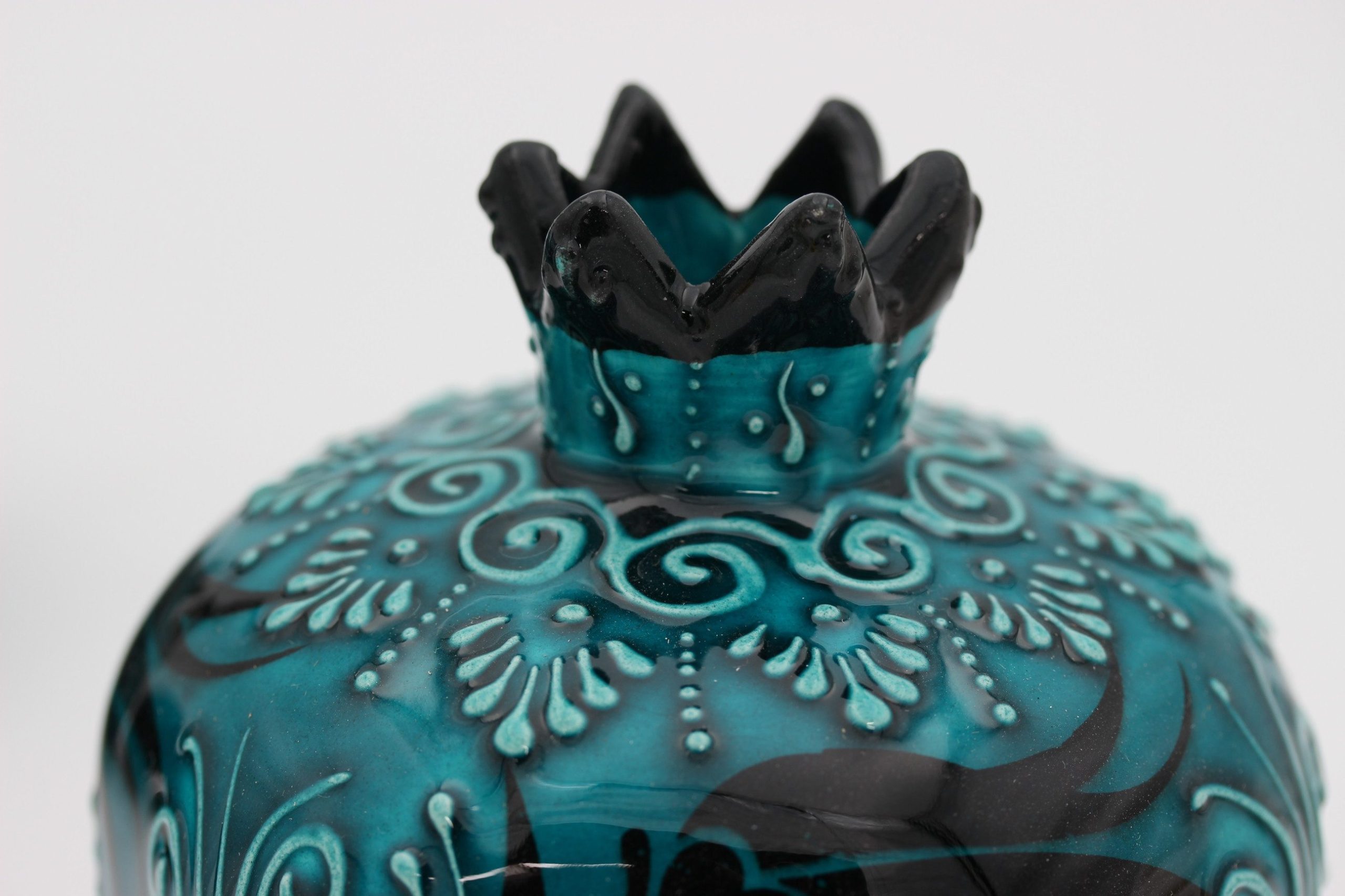 Turkish Ceramic Hand Painted Pomegranate Set In Turquoise Design all4