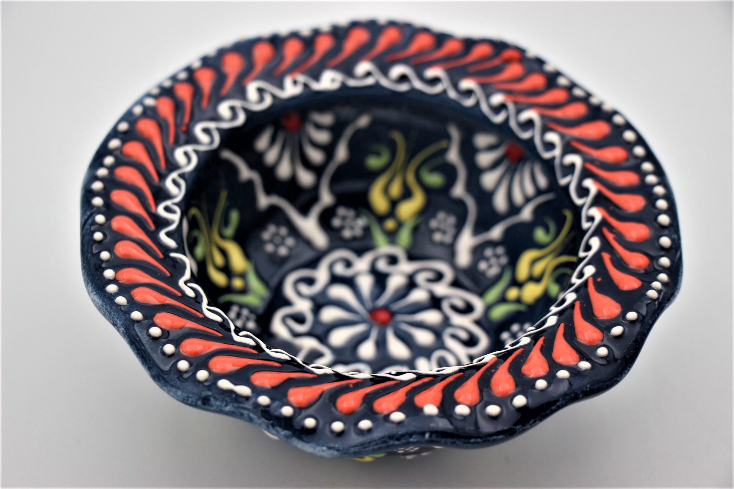 Turkish Ceramic Hand Painted Small Candy Bowl Dantel 1a