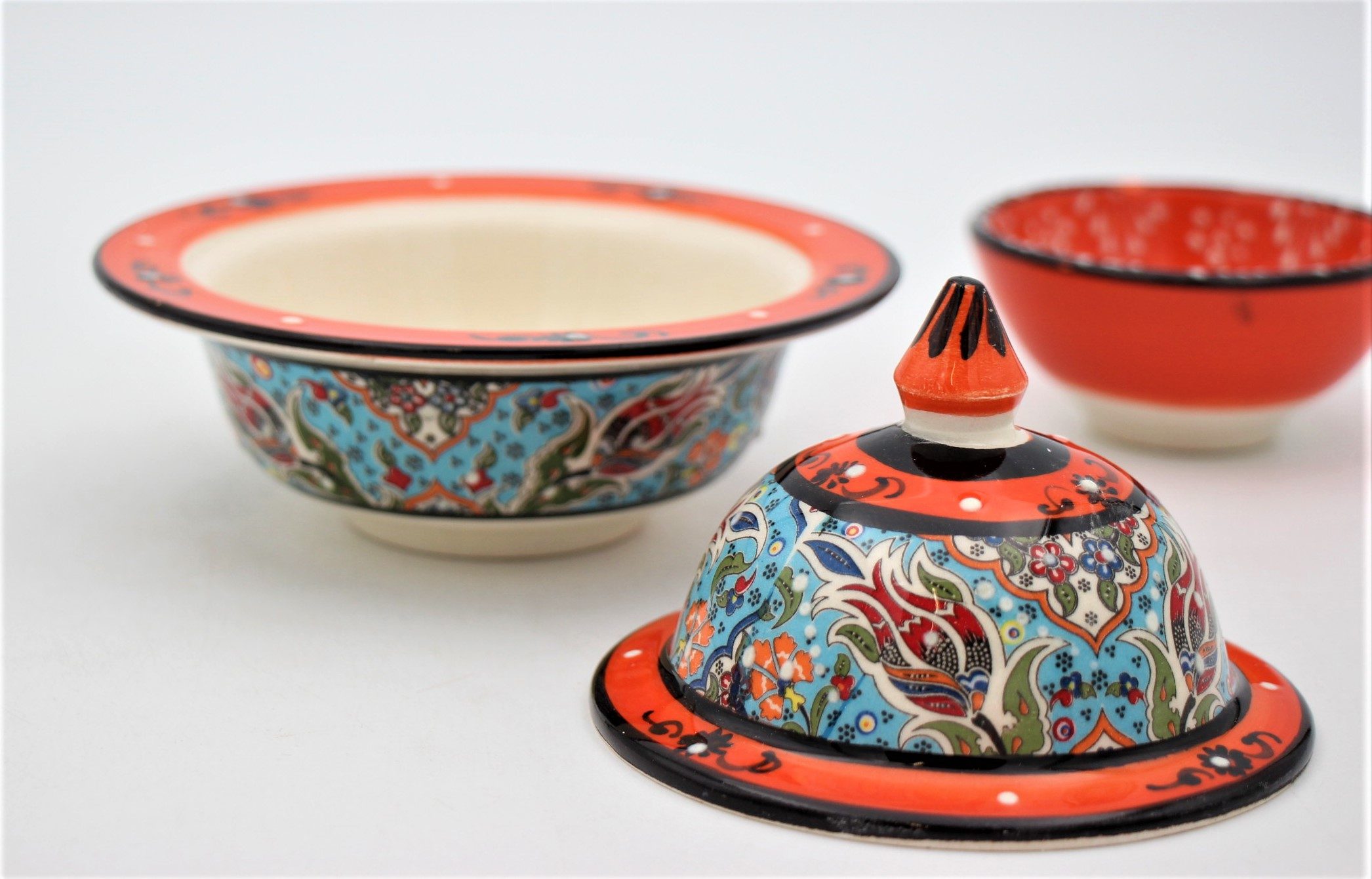 Turkish Ceramic Hand Painted Small Candy Bowl Relief 1a