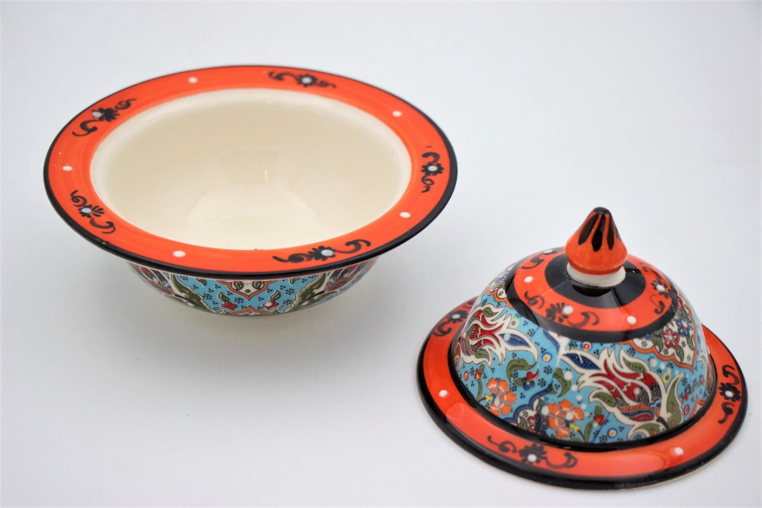 Turkish Ceramic Hand Painted Small Candy Bowl Relief 1b