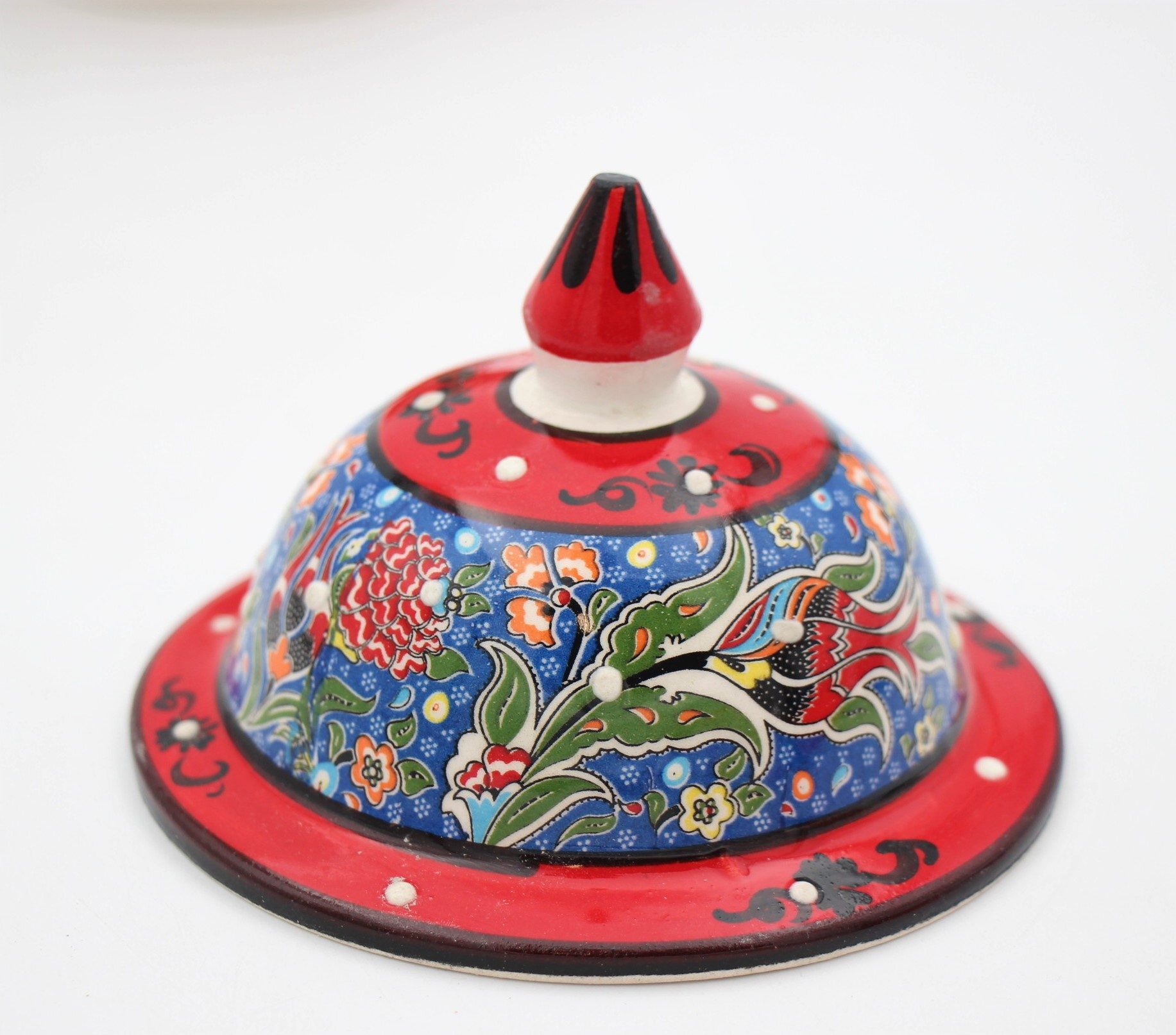 Turkish Ceramic Hand Painted Small Candy Bowl Relief With Pedestal 3
