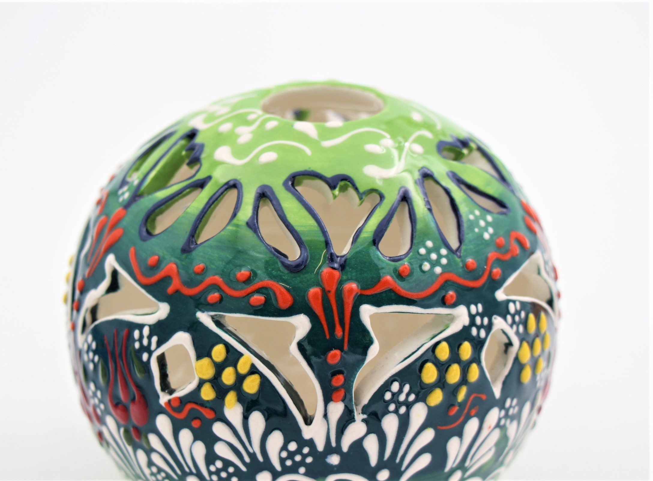 Turkish Ceramic Large Round Candle Holder Dantel 1C