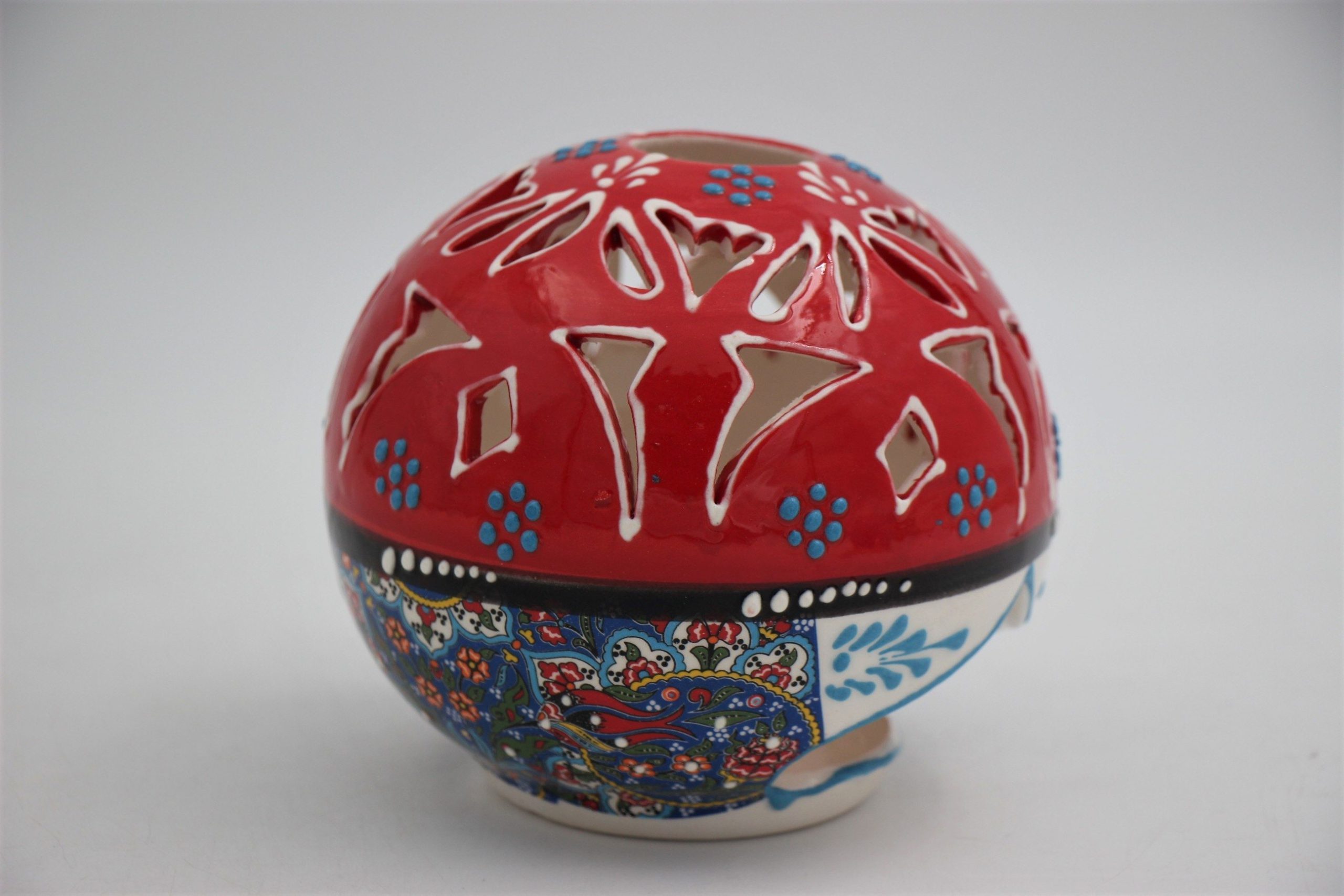 Turkish Ceramic Large Round Candle Holder Relief 1A