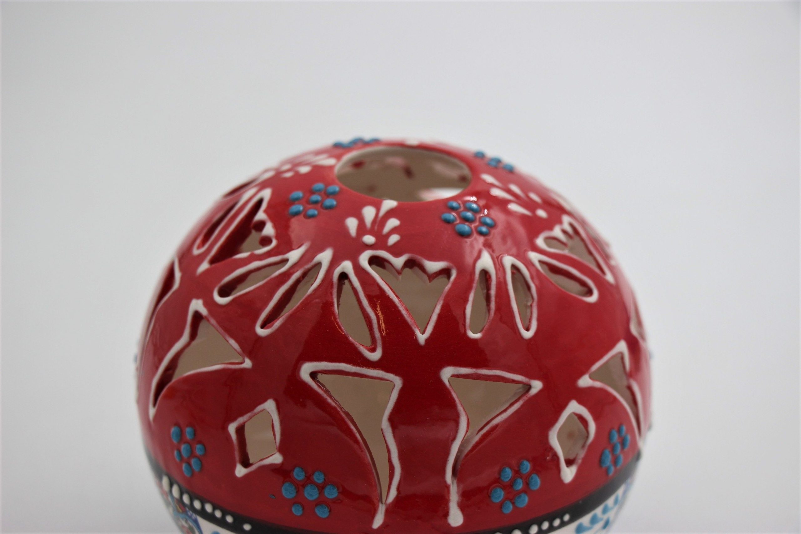 Turkish Ceramic Large Round Candle Holder Relief 1B