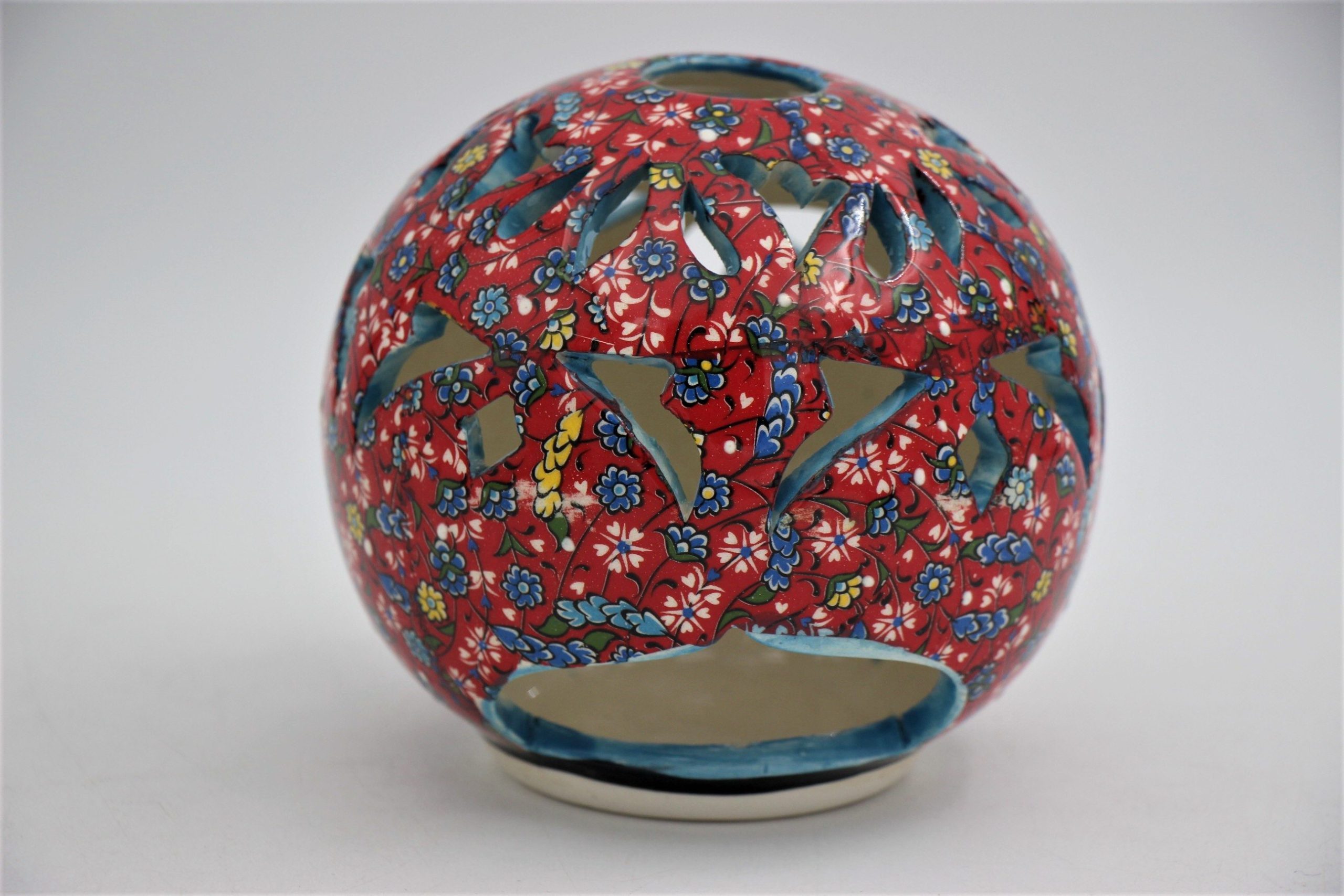 Turkish Ceramic Large Round Candle Holder Relief 2