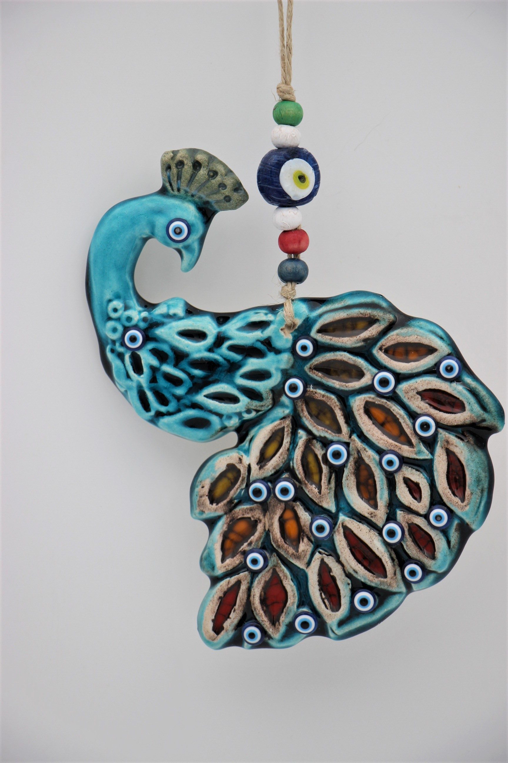 Turkish Ceramic Peacock Wall Hanging Small