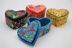Hand Crafted Turkish Ceramic Heart Jewelry Boxes