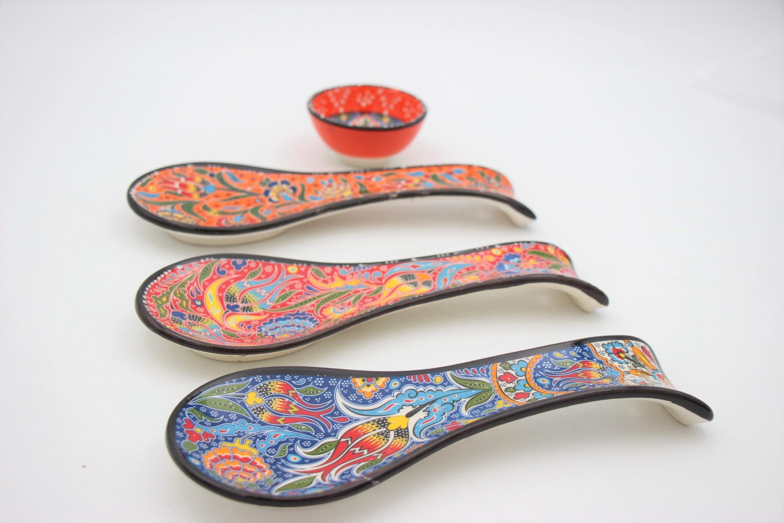 Turkish Hand Painted Ceramic Spoon Holders Colourful all