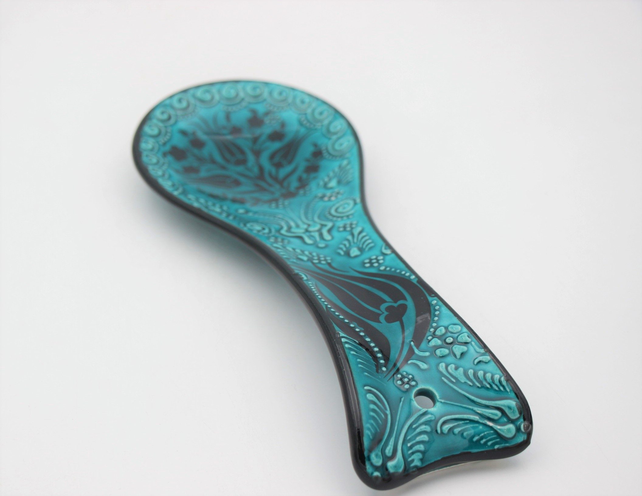 Turkish Hand Painted Ceramic Spoon Holders Turquoise 1
