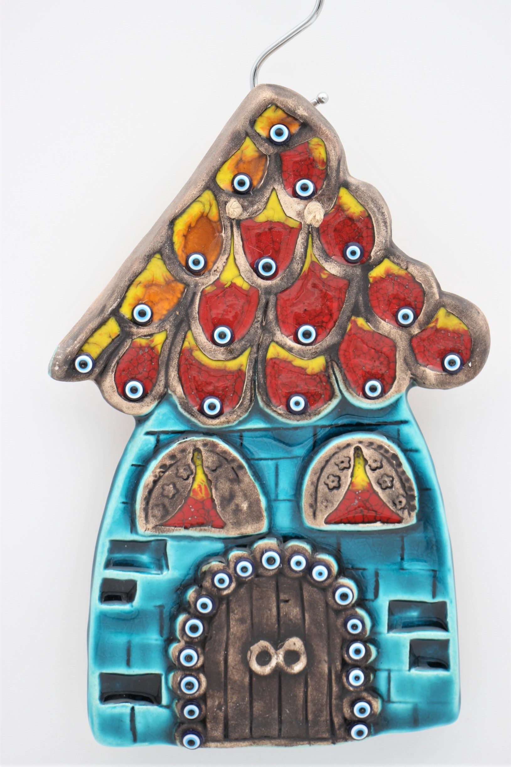 Turkish Hand Painted Ceramic Wall Hanging Groovy House KP