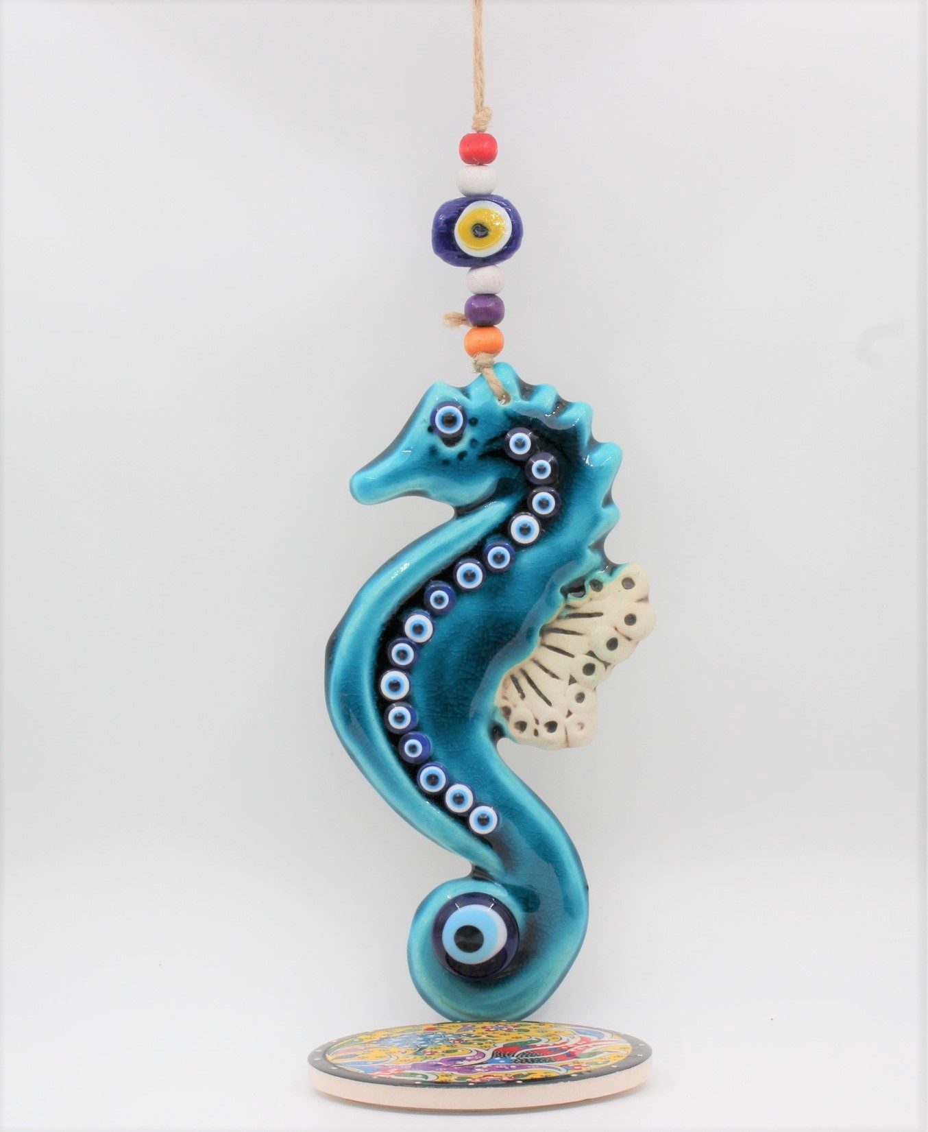 Turkish Hand Painted Ceramic Wall Hanging Seahorse M3 A