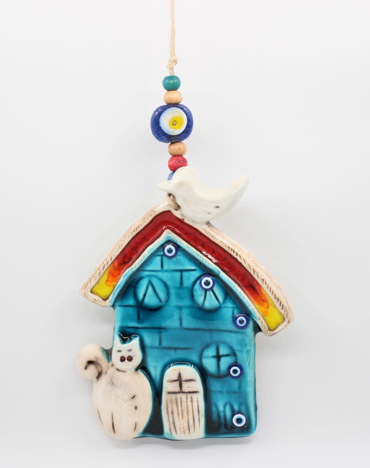 Turkish Hand Painted Ceramic Wall Hanging Small House M2 A