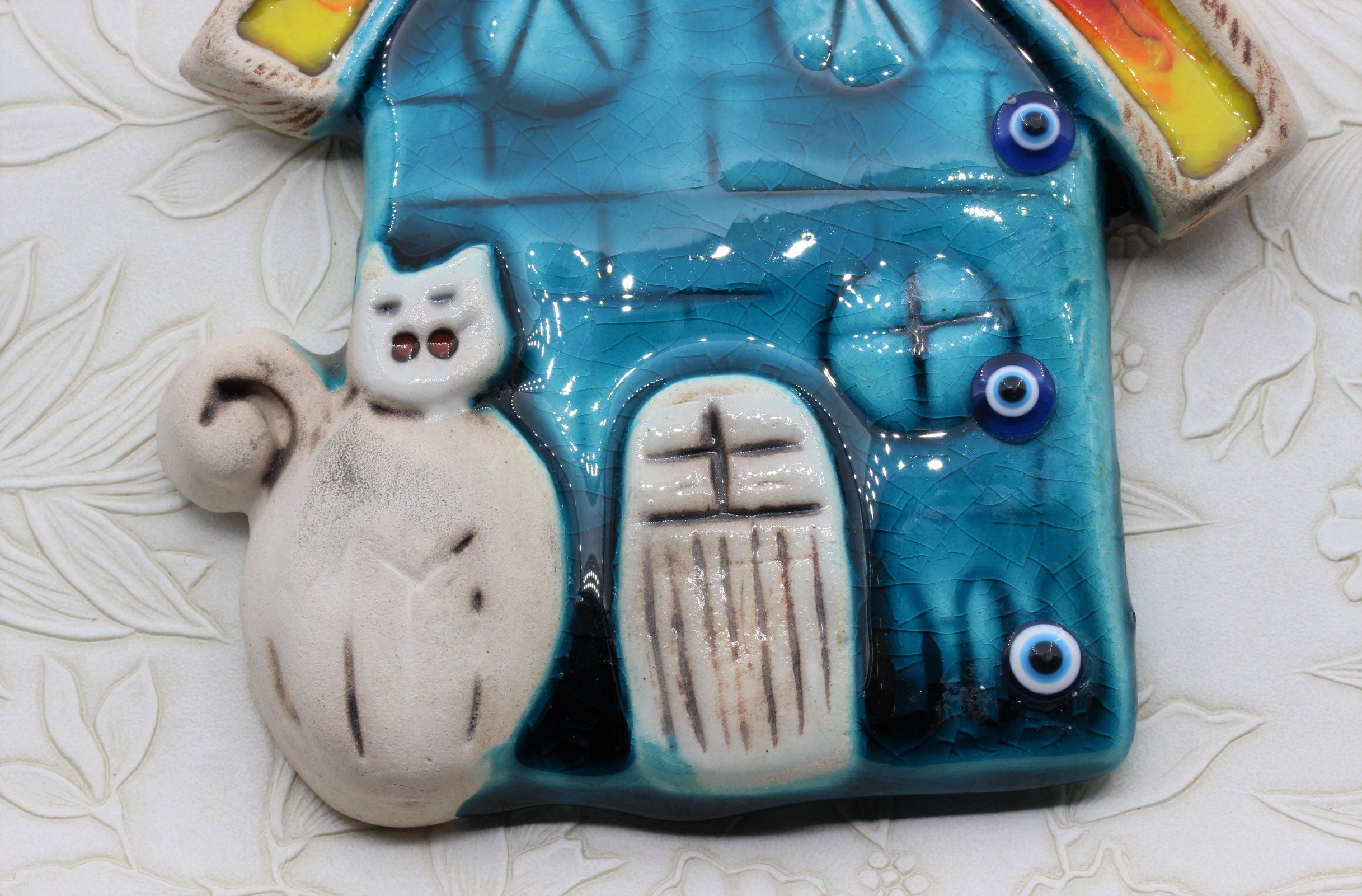 Turkish Hand Painted Ceramic Wall Hanging Small House M2 C