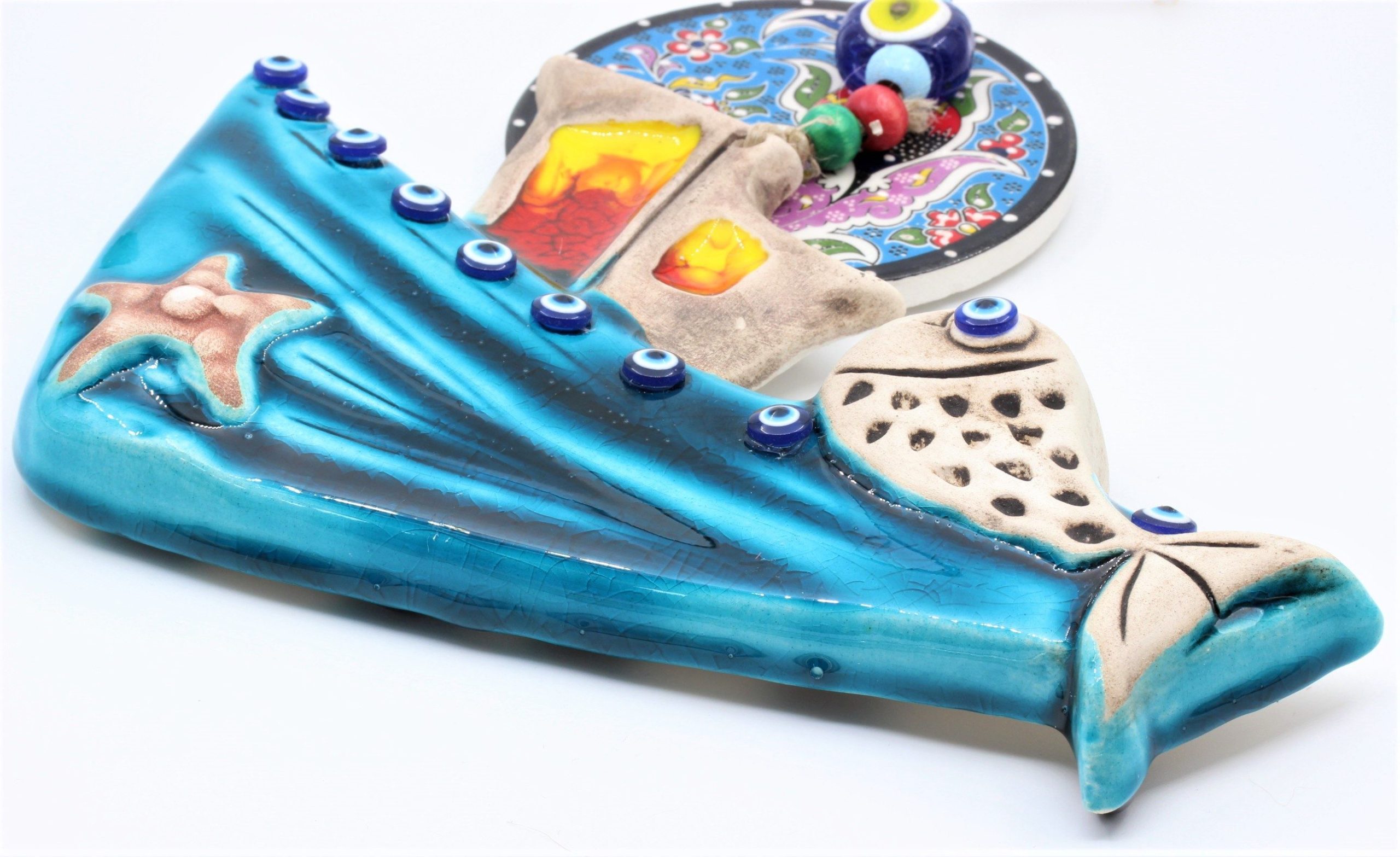 Turkish Hand Painted Ceramic Wall Hanging Tug Boat M3 C