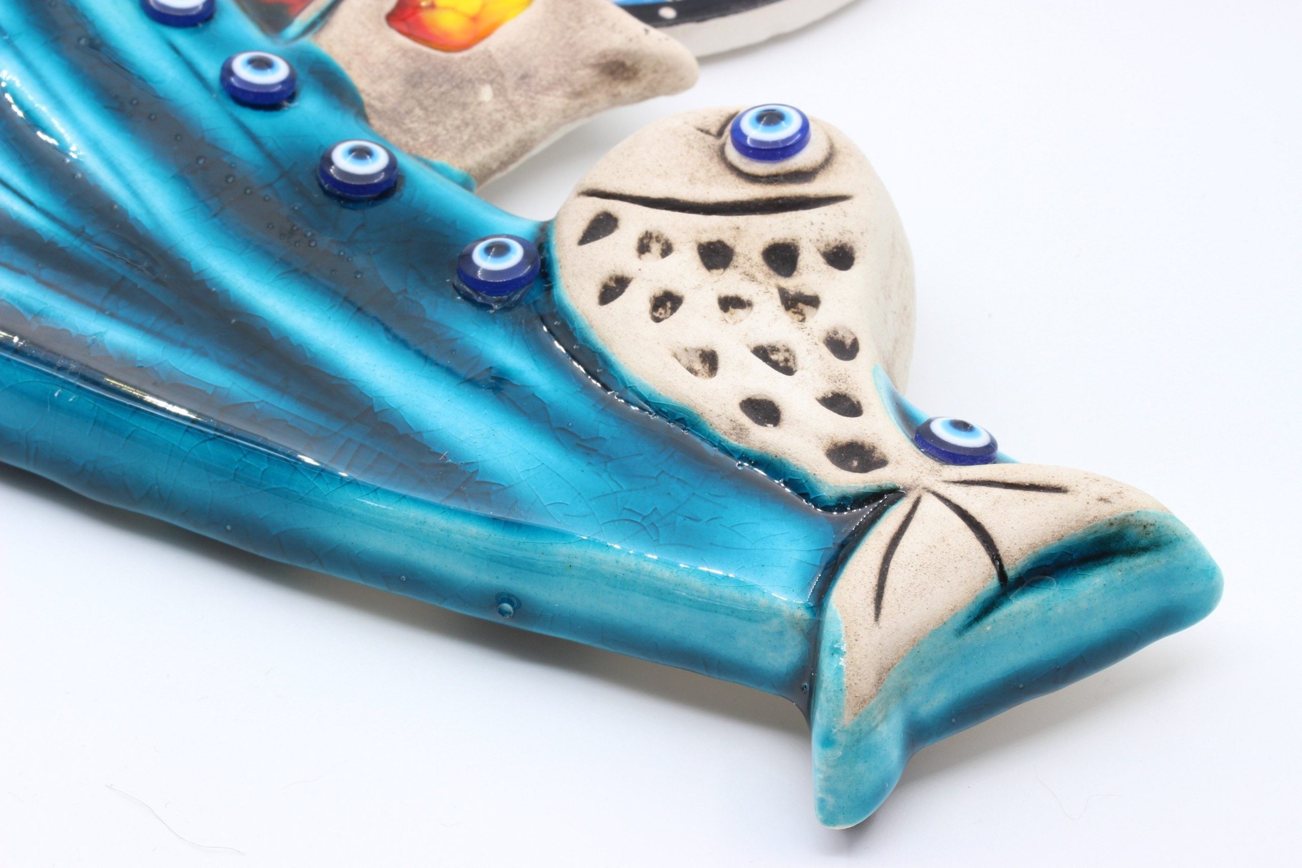 Turkish Hand Painted Ceramic Wall Hanging Tug Boat M3 E