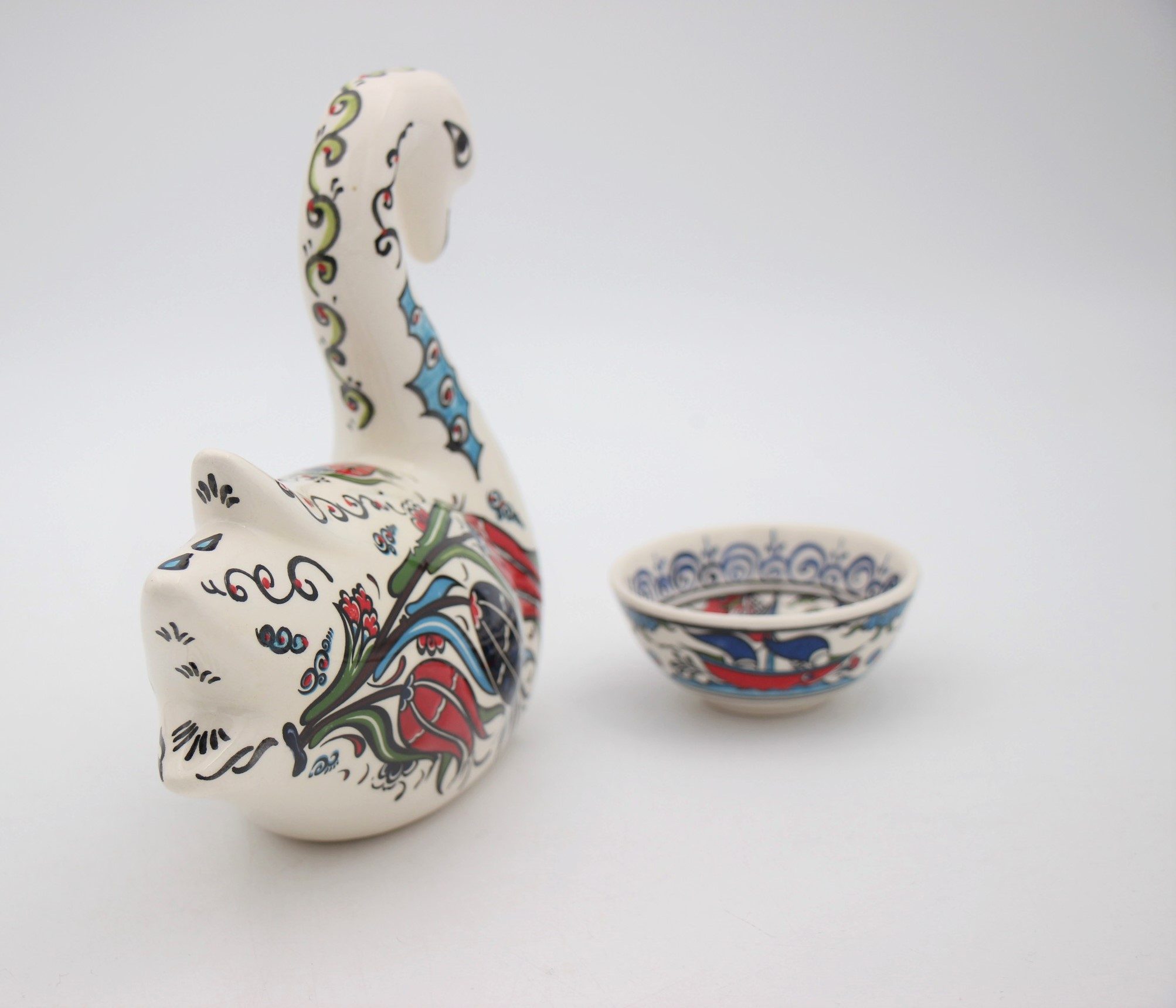 Turkish Handpainted Ceramic Swan Tulip 3b