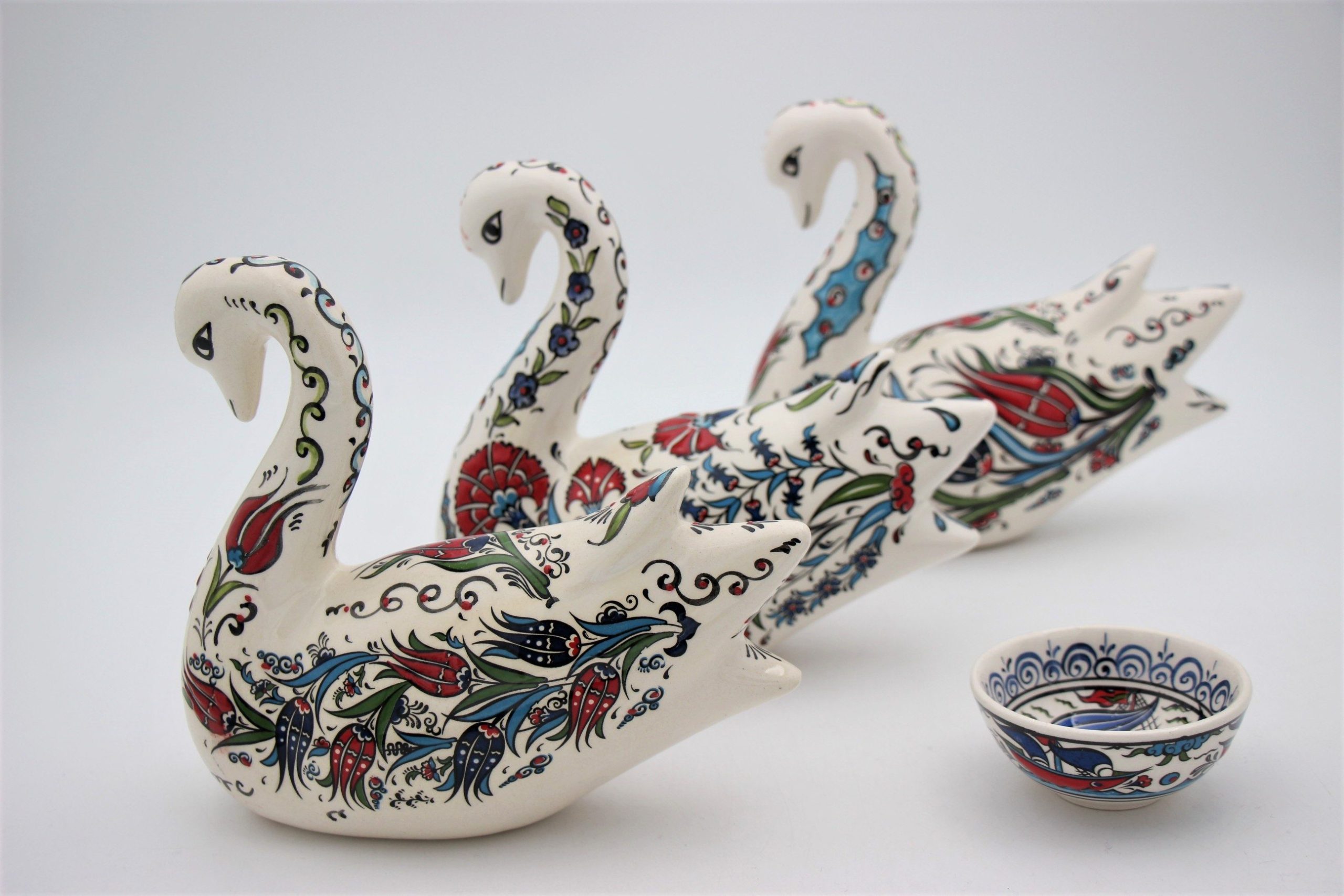 Turkish Handpainted Ceramic Swan Tulip ALL