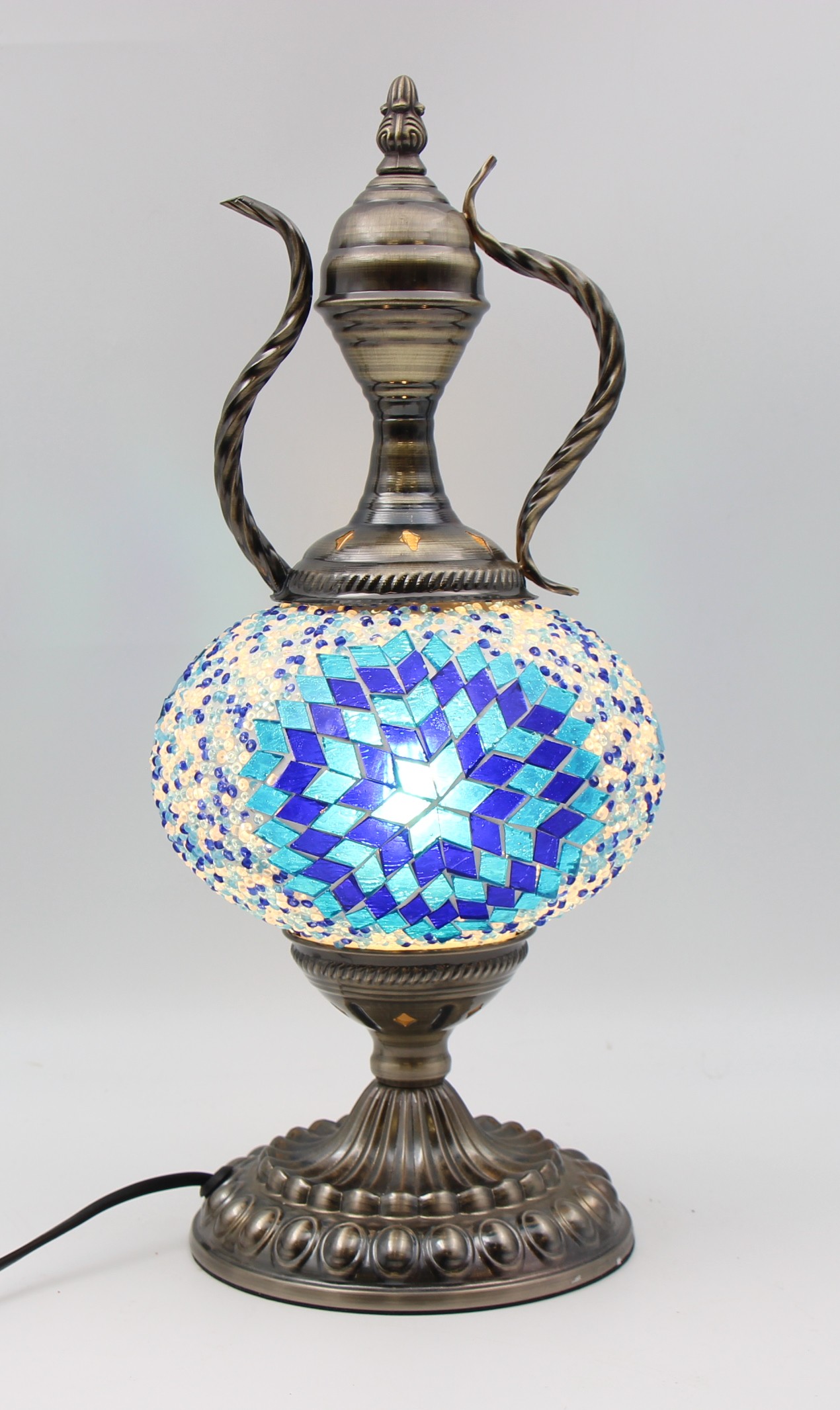 Turkish Large Teapot Lamp Blue- 2