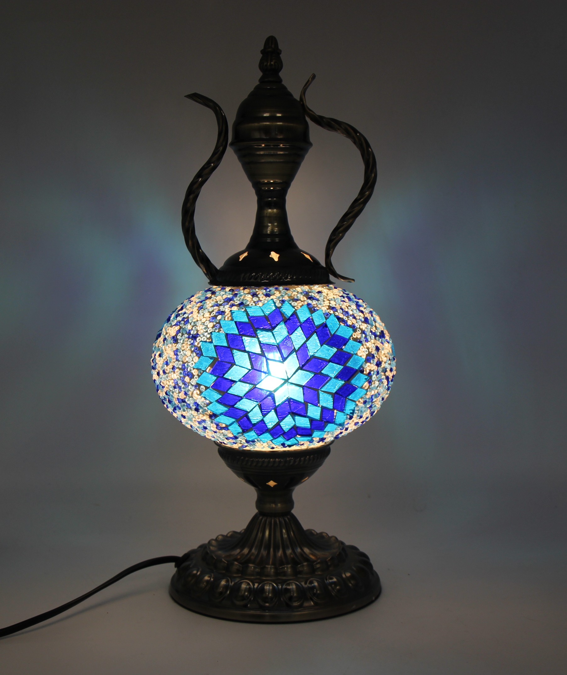 Turkish Large Teapot Lamp Blue- 3