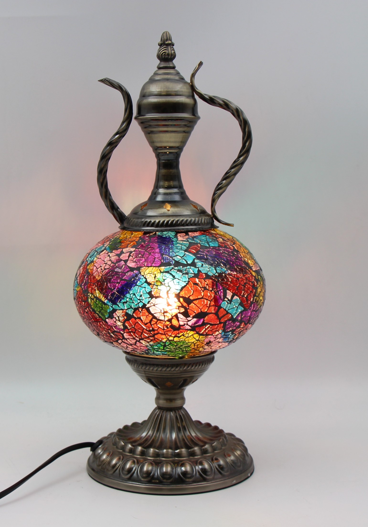 Turkish Large Teapot Lamp Cracked Rainbow-2