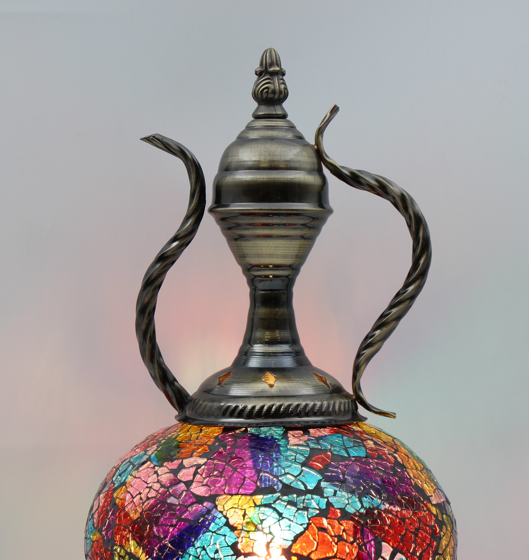 Turkish Large Teapot Lamp Cracked Rainbow-3