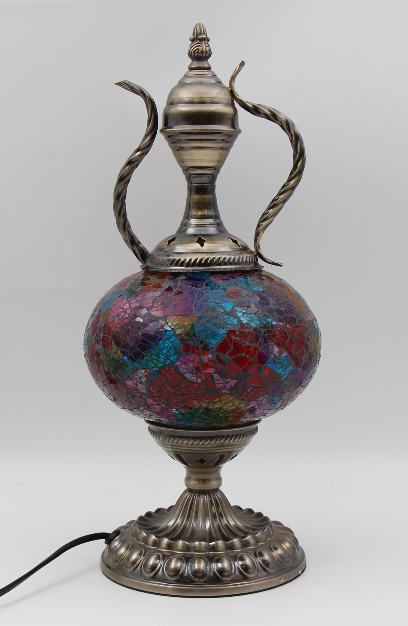 Turkish Large Teapot Lamp Cracked Rainbow-5