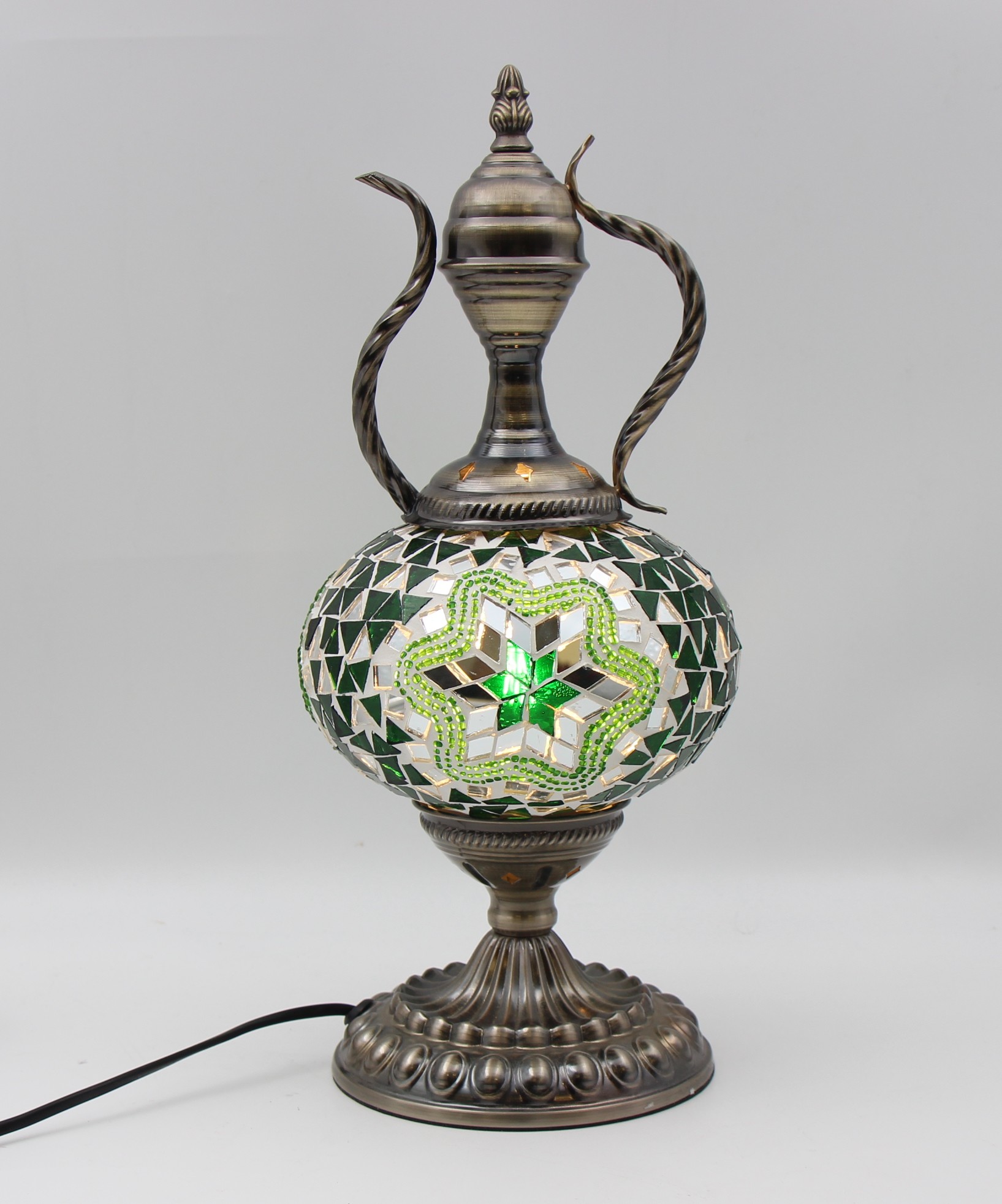 Turkish Large Teapot Lamp Emerald Green - 2