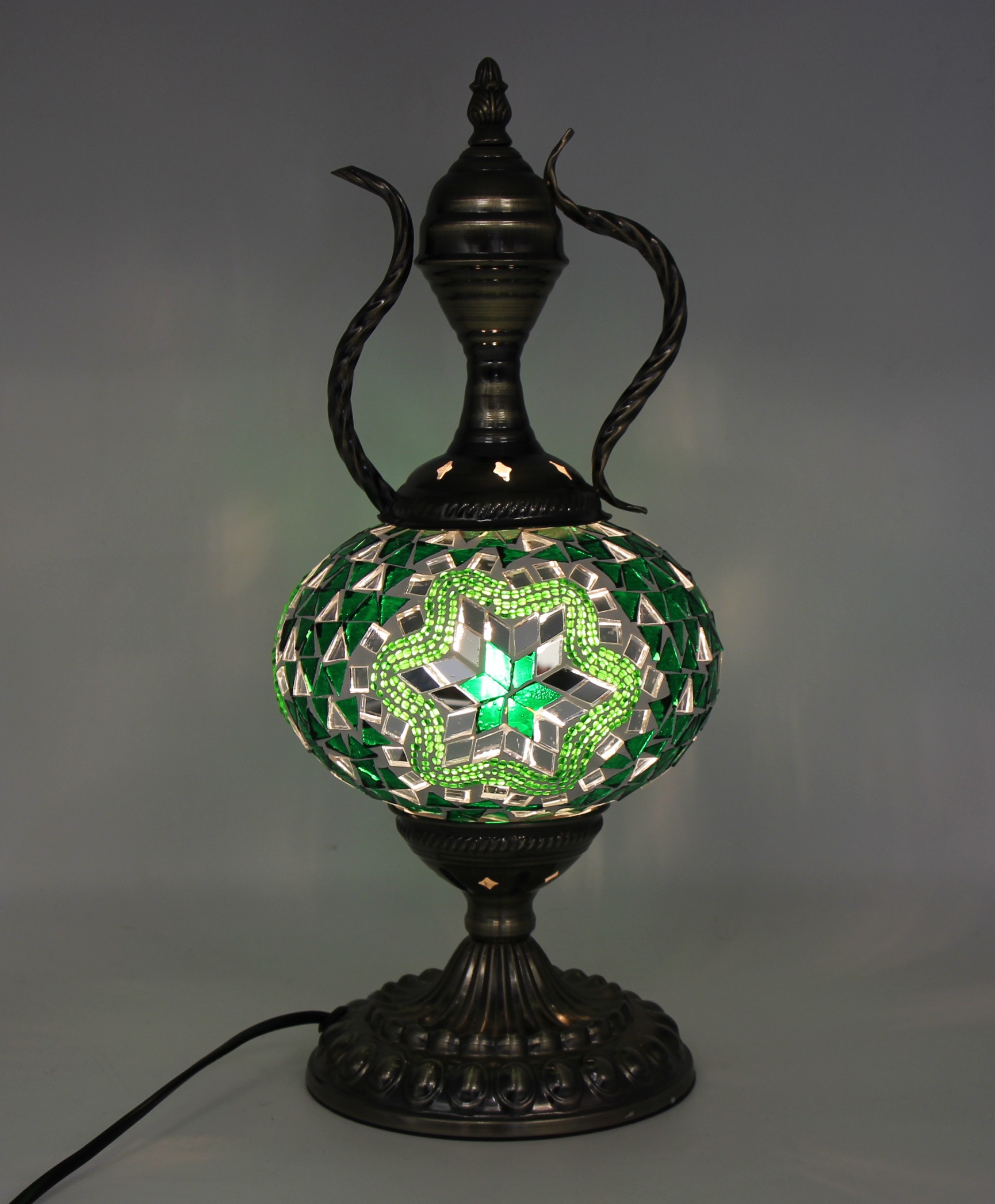 Turkish Large Teapot Lamp Emerald Green - 5