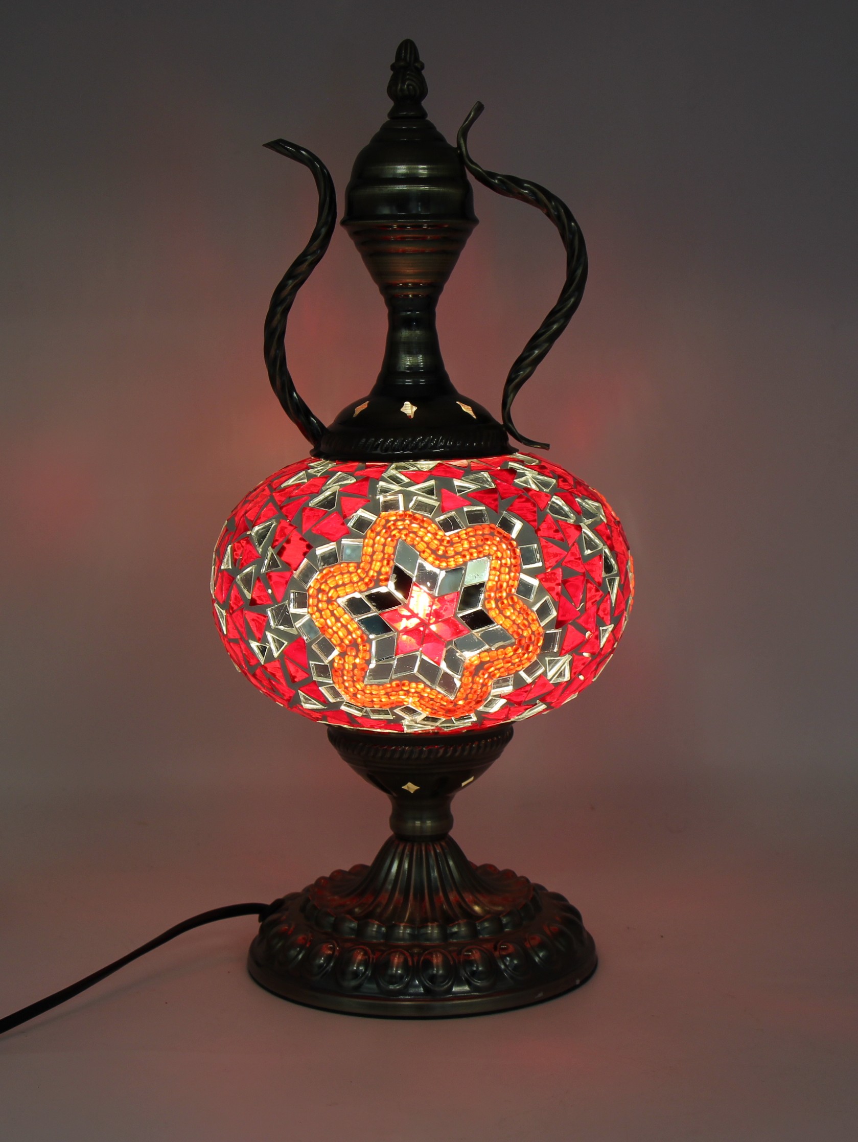 Turkish Large Teapot Lamp Red - 1