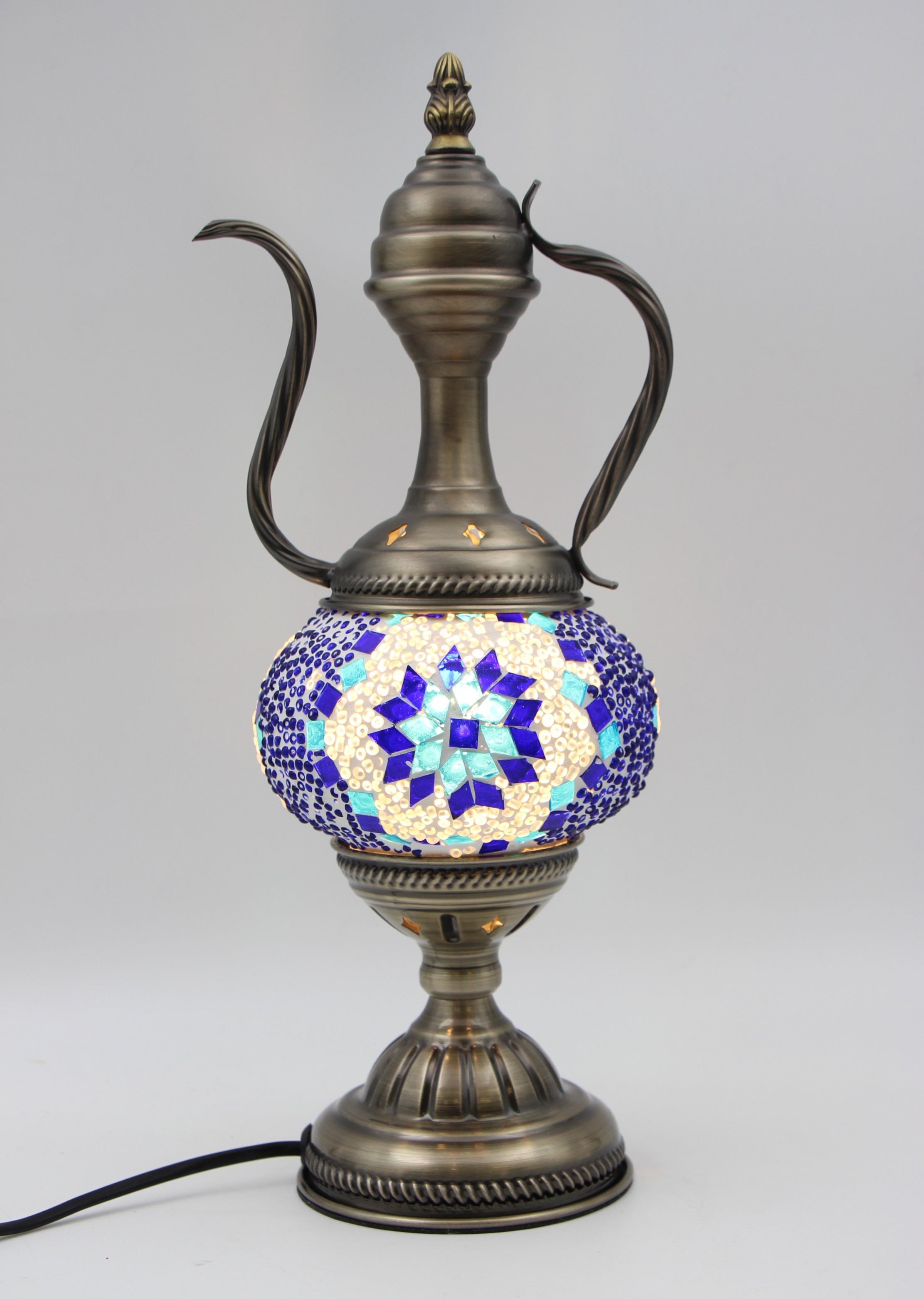 Turkish Medium Teapot Lamp Blue - 3