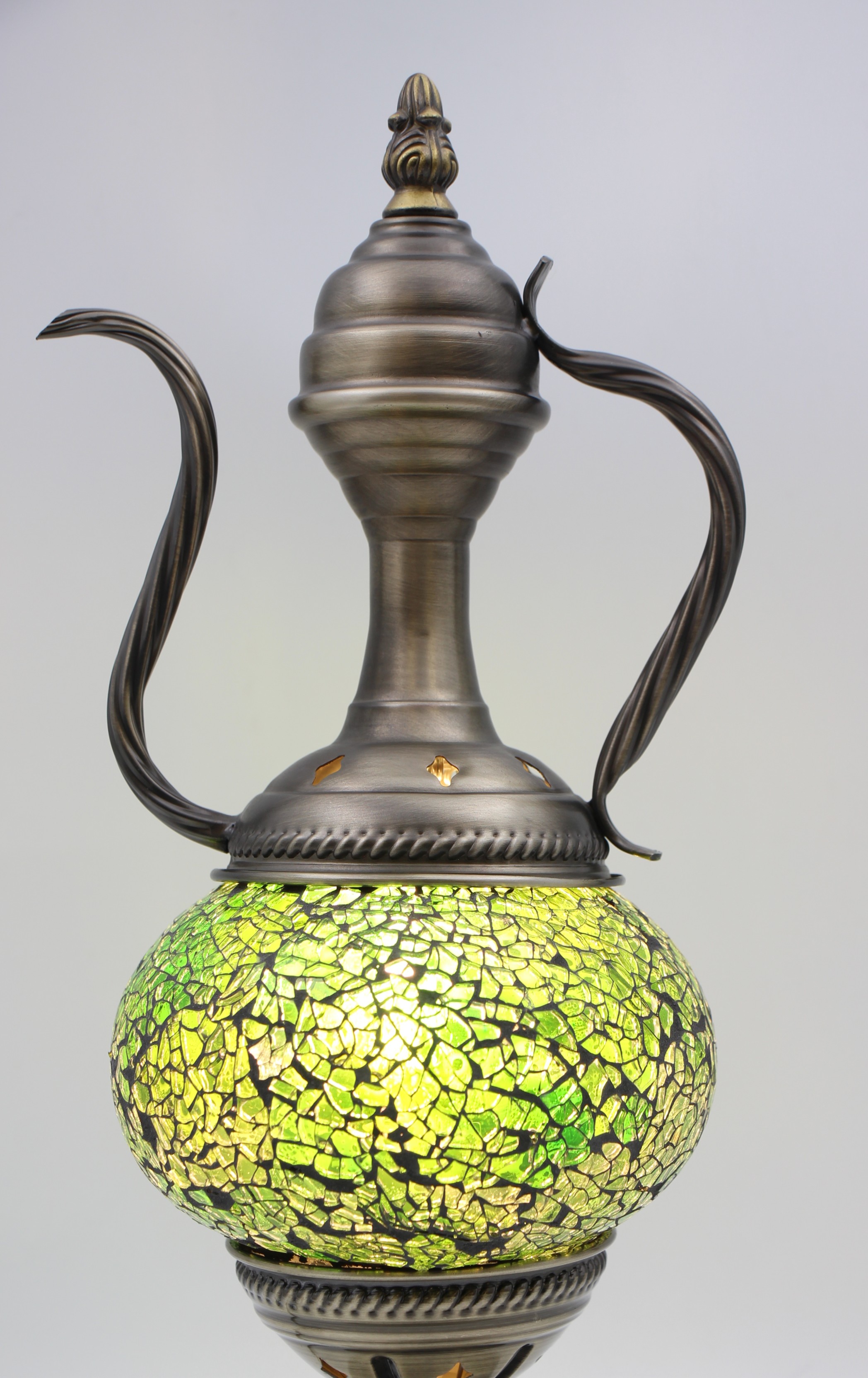 Turkish Medium Teapot Lamp Cracked Green - 3
