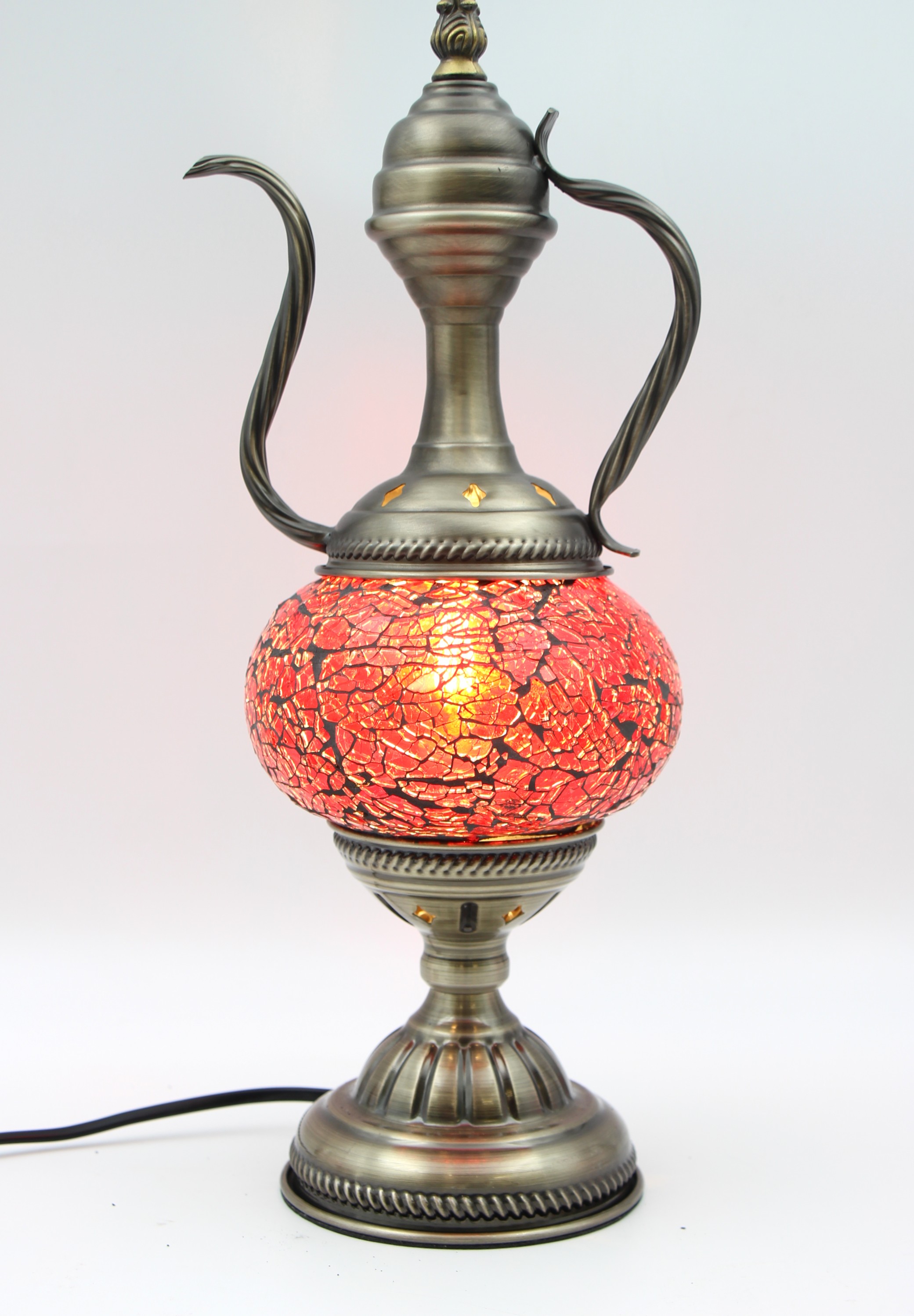 Turkish Medium Teapot Lamp Cracked red - 2