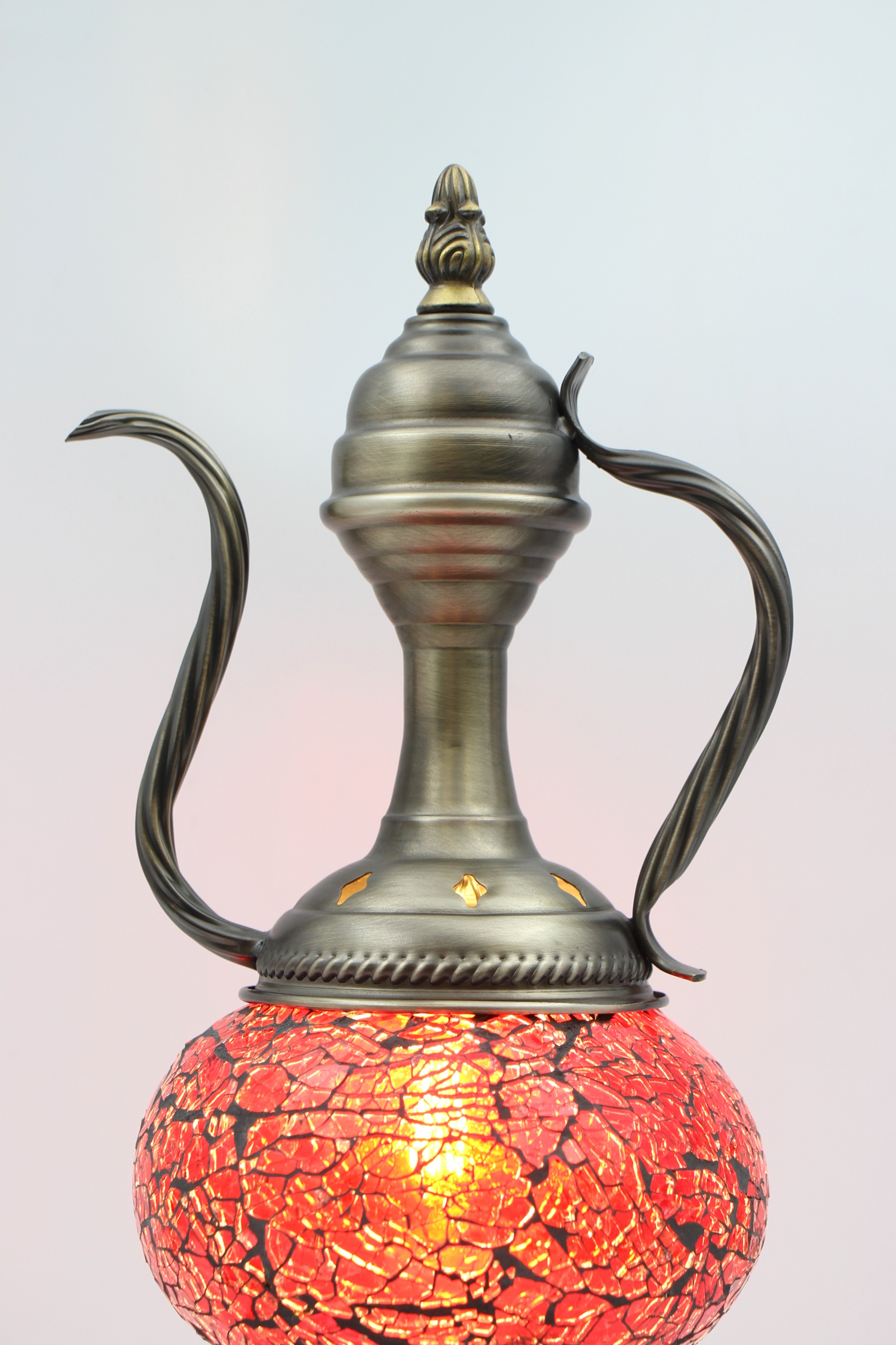 Turkish Medium Teapot Lamp Cracked red - 3