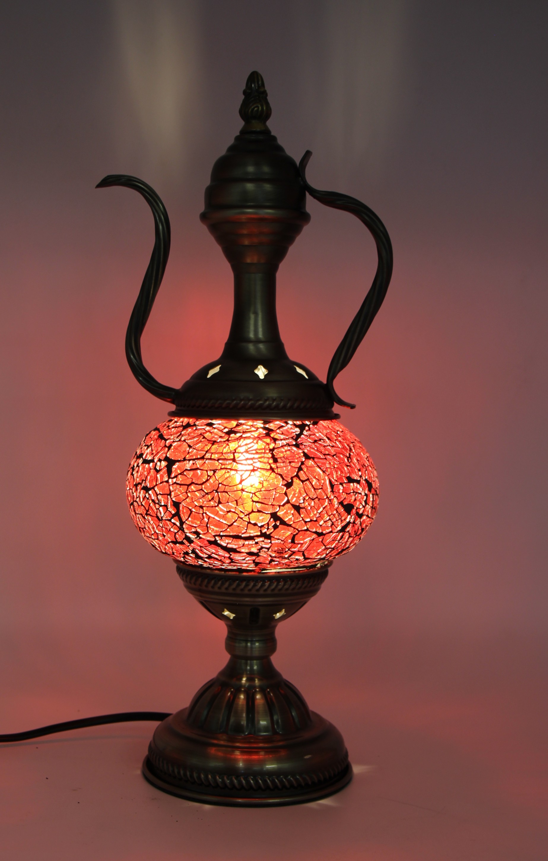 Turkish Medium Teapot Lamp Cracked red - 5