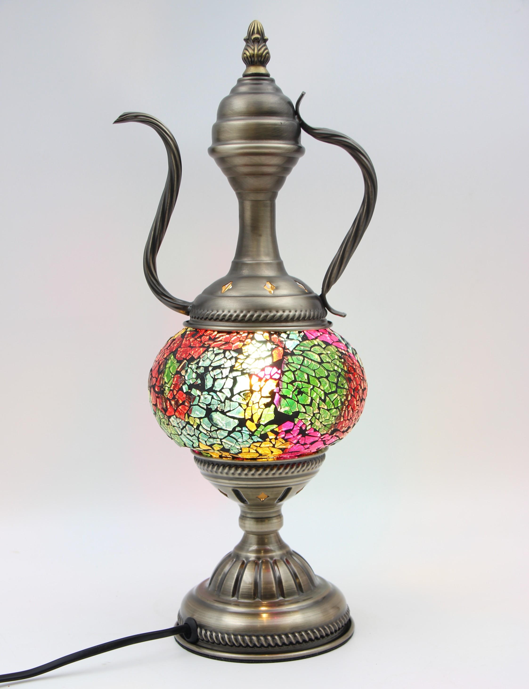 Turkish Medium Teapot Lamp cracked rainbow - 1