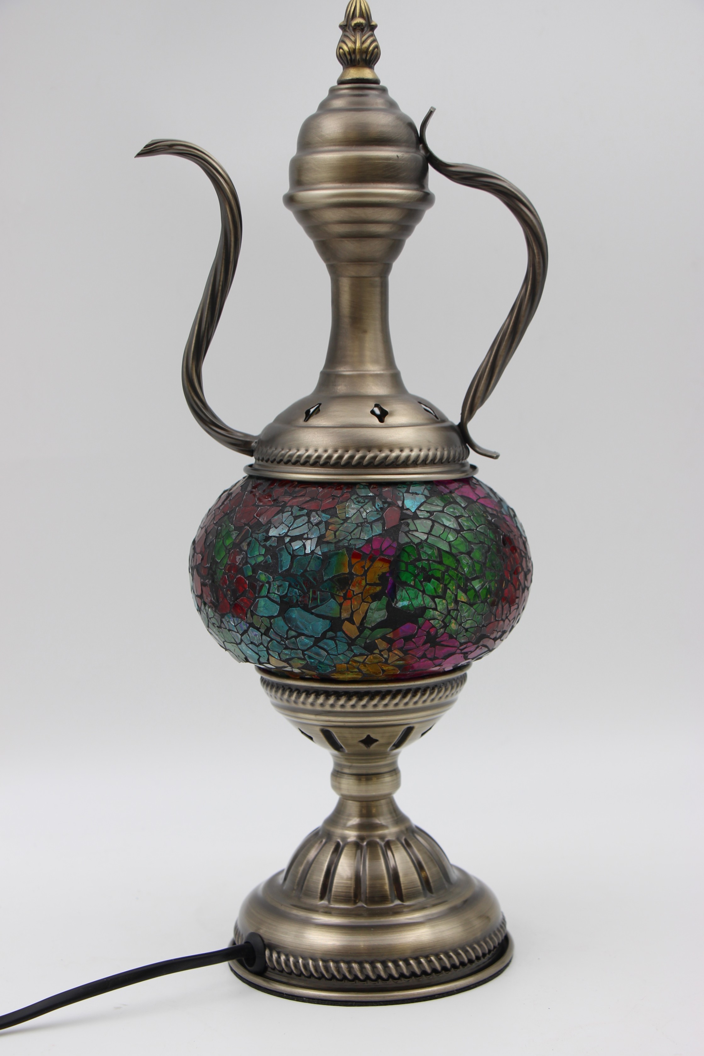 Turkish Medium Teapot Lamp cracked rainbow -4