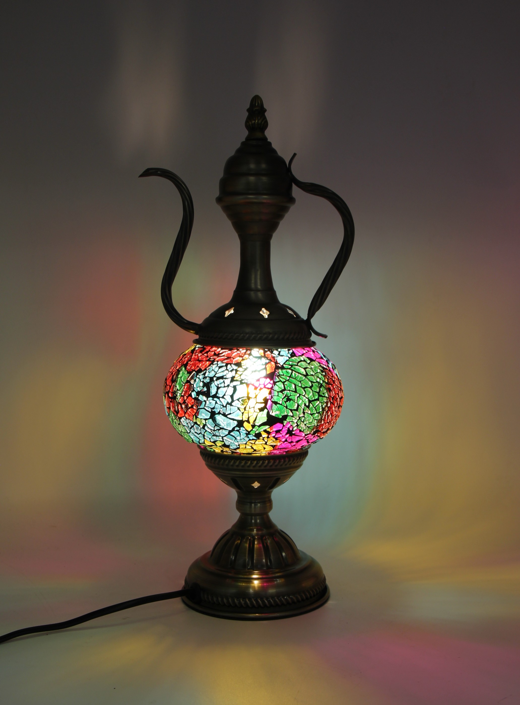 Turkish Medium Teapot Lamp cracked rainbow -5