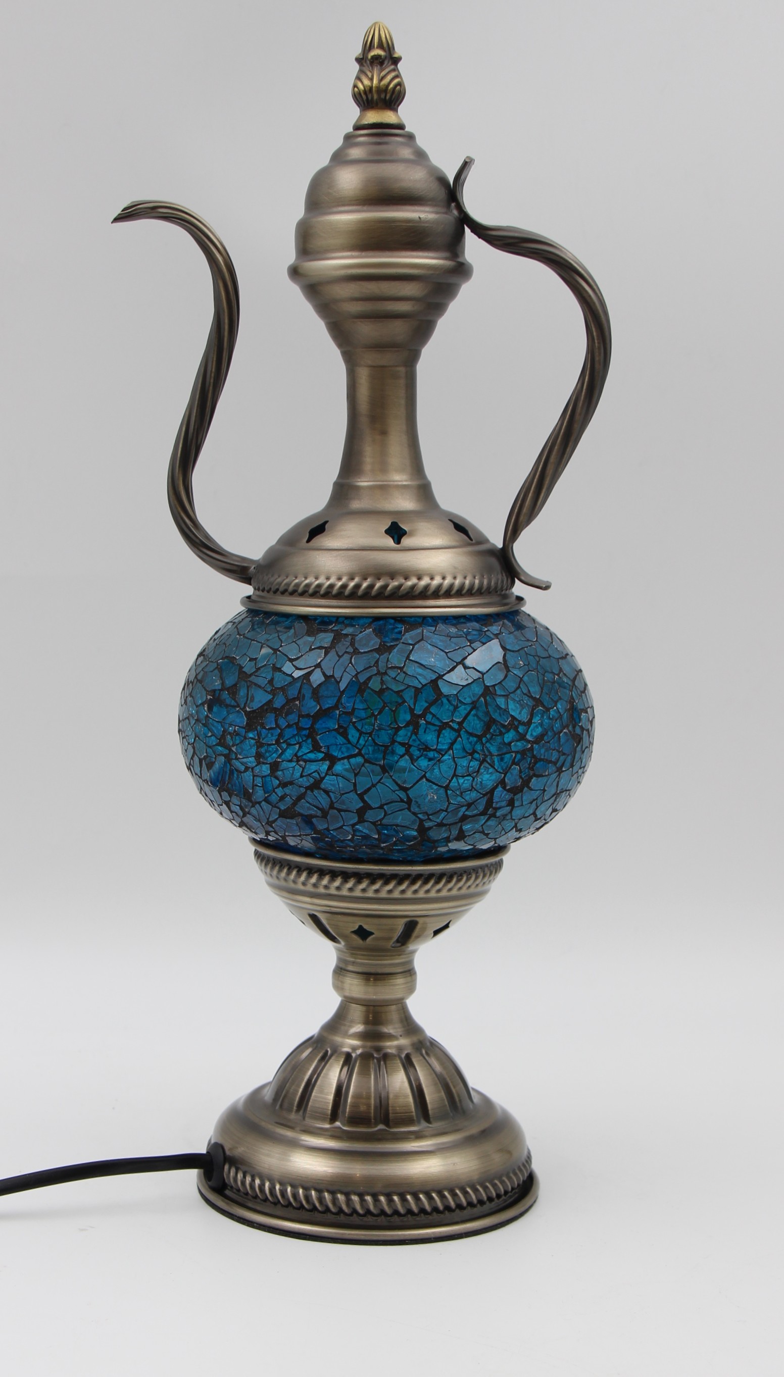 Turkish Medium Teapot Lamp cracked teal - 5