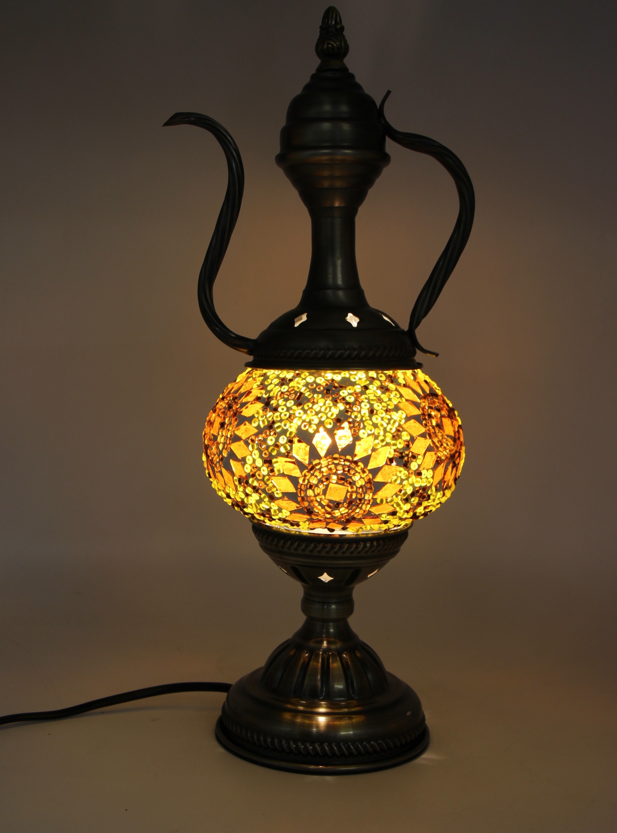 Turkish Medium Teapot Lamp yello gold- 1
