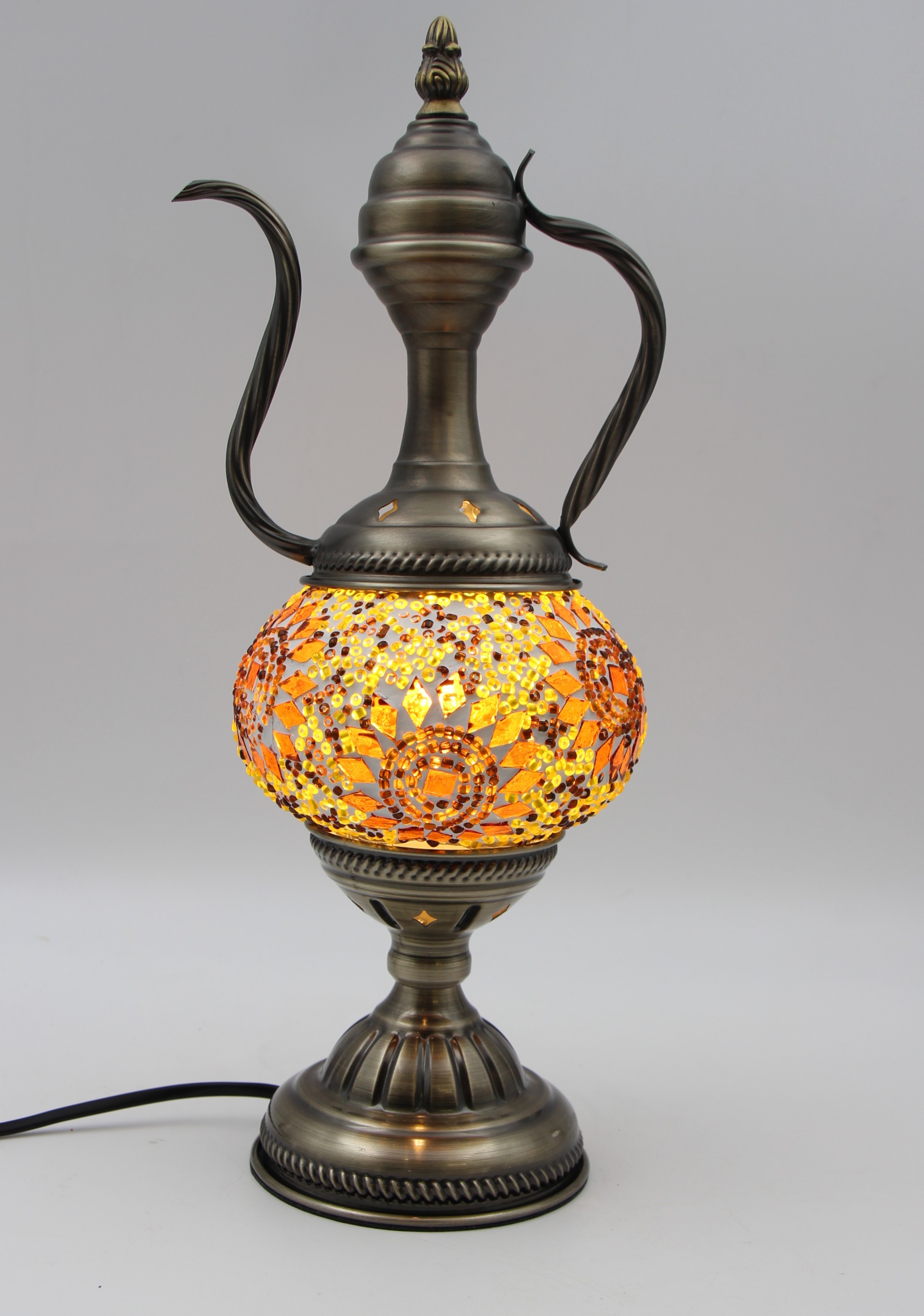 Turkish Medium Teapot Lamp yello gold- 2