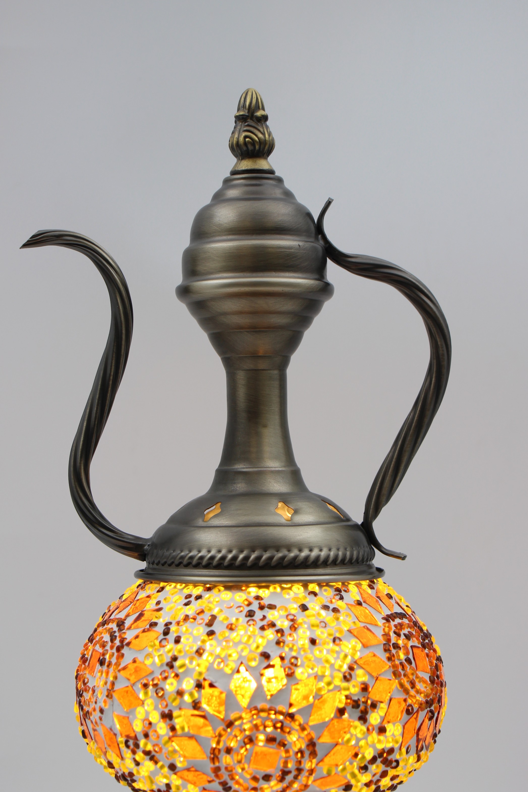 Turkish Medium Teapot Lamp yello gold- 3