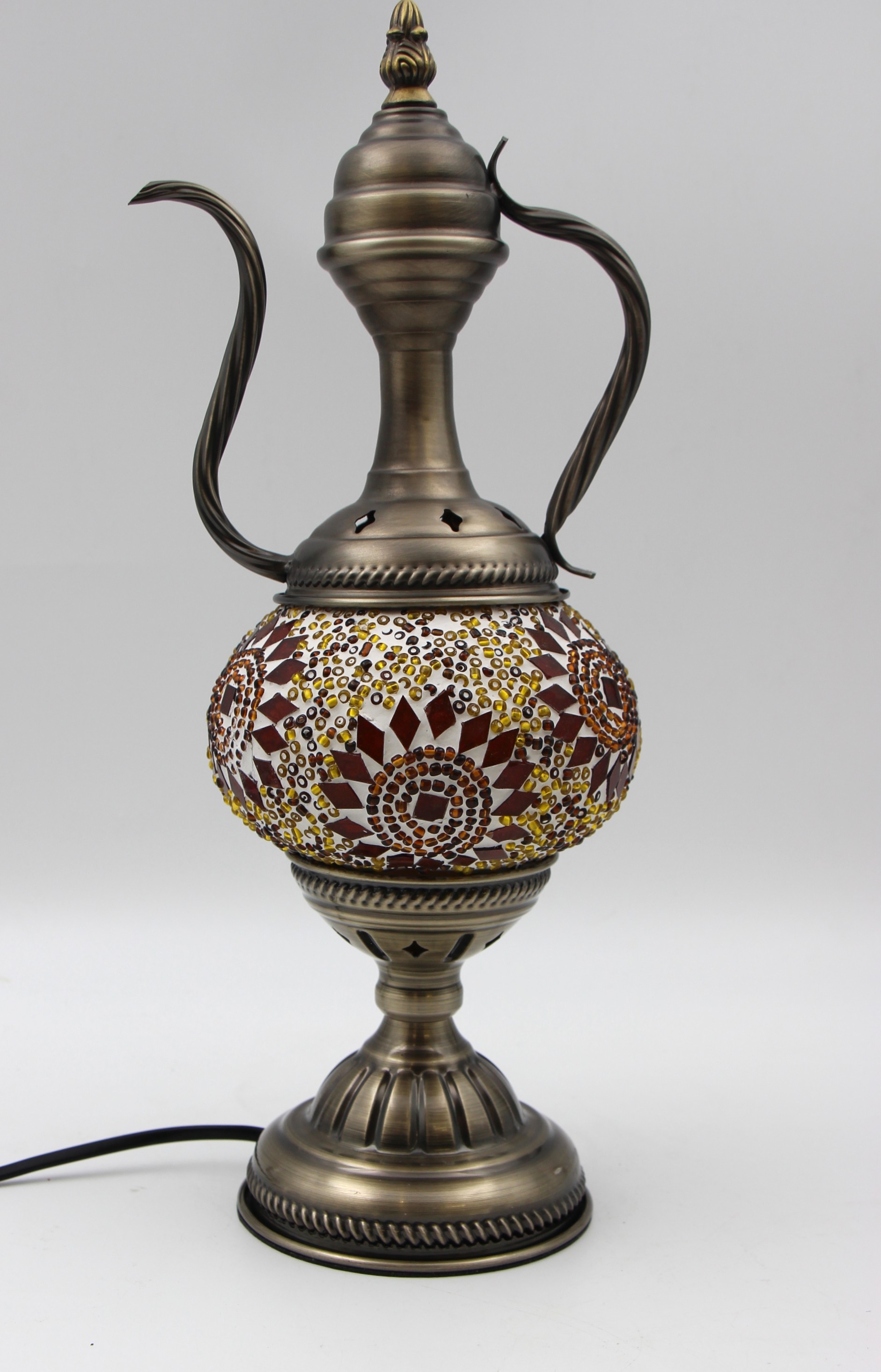 Turkish Medium Teapot Lamp yello gold- 5