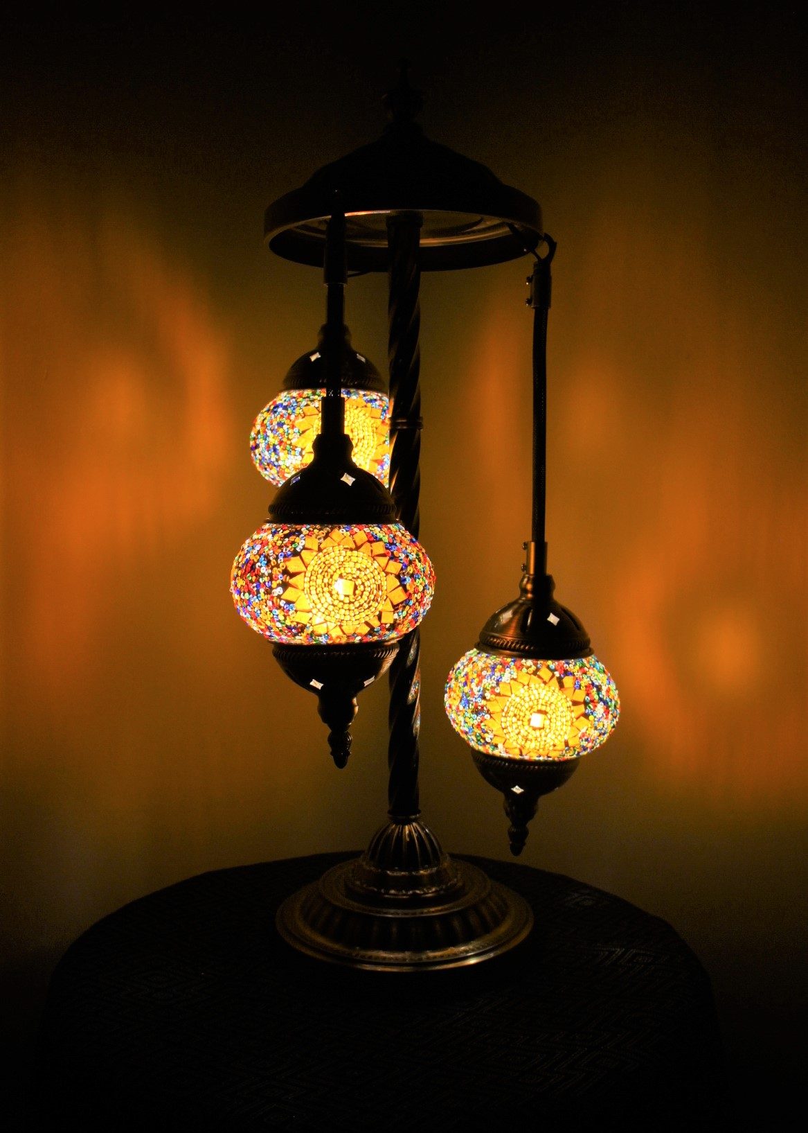Turkish Mosaic Floor Lamp 3 globe Amber Star 2