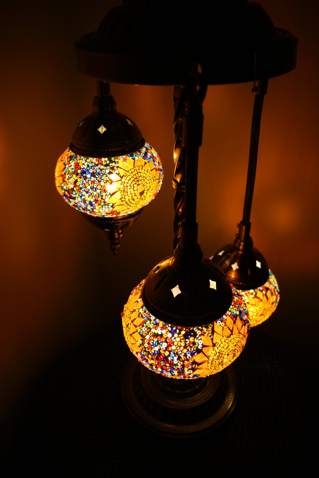 Turkish Mosaic Floor Lamp 3 globe Amber Star 4